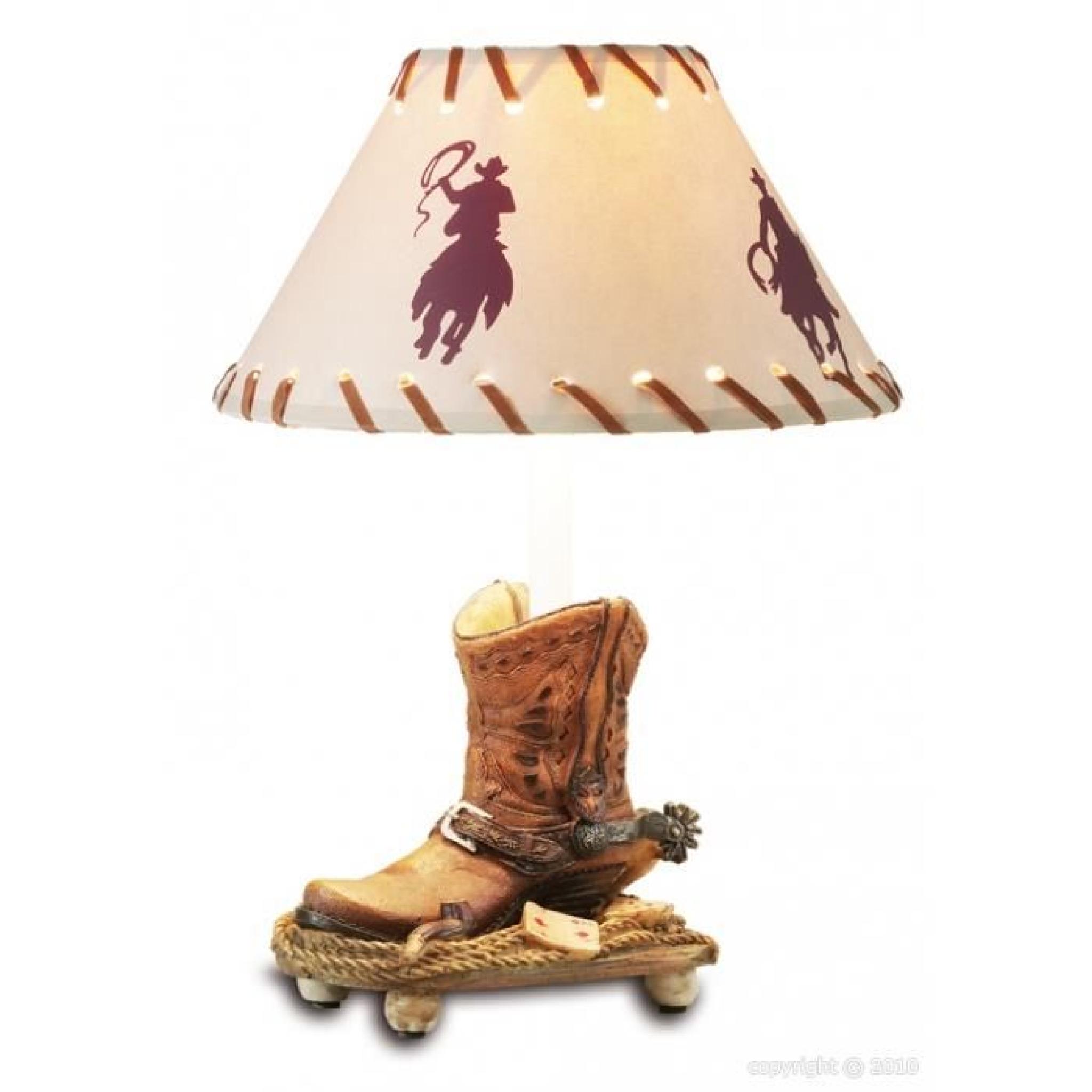 Lampe et ornements en résine : botte de cowboy …