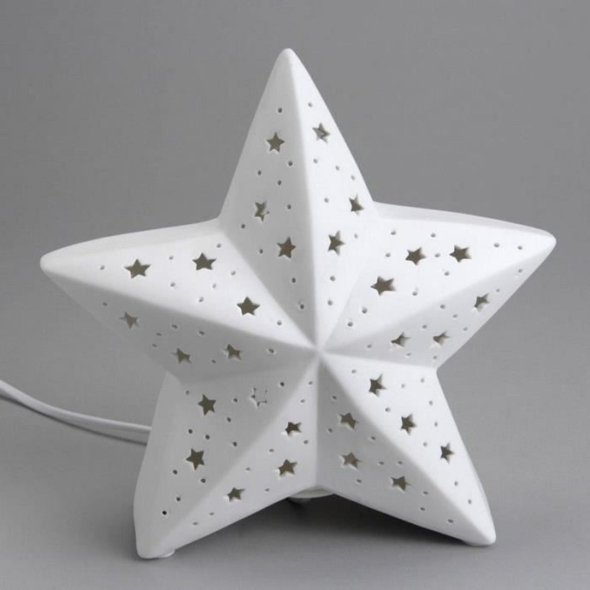 Lampe étoile porcelaine blanche