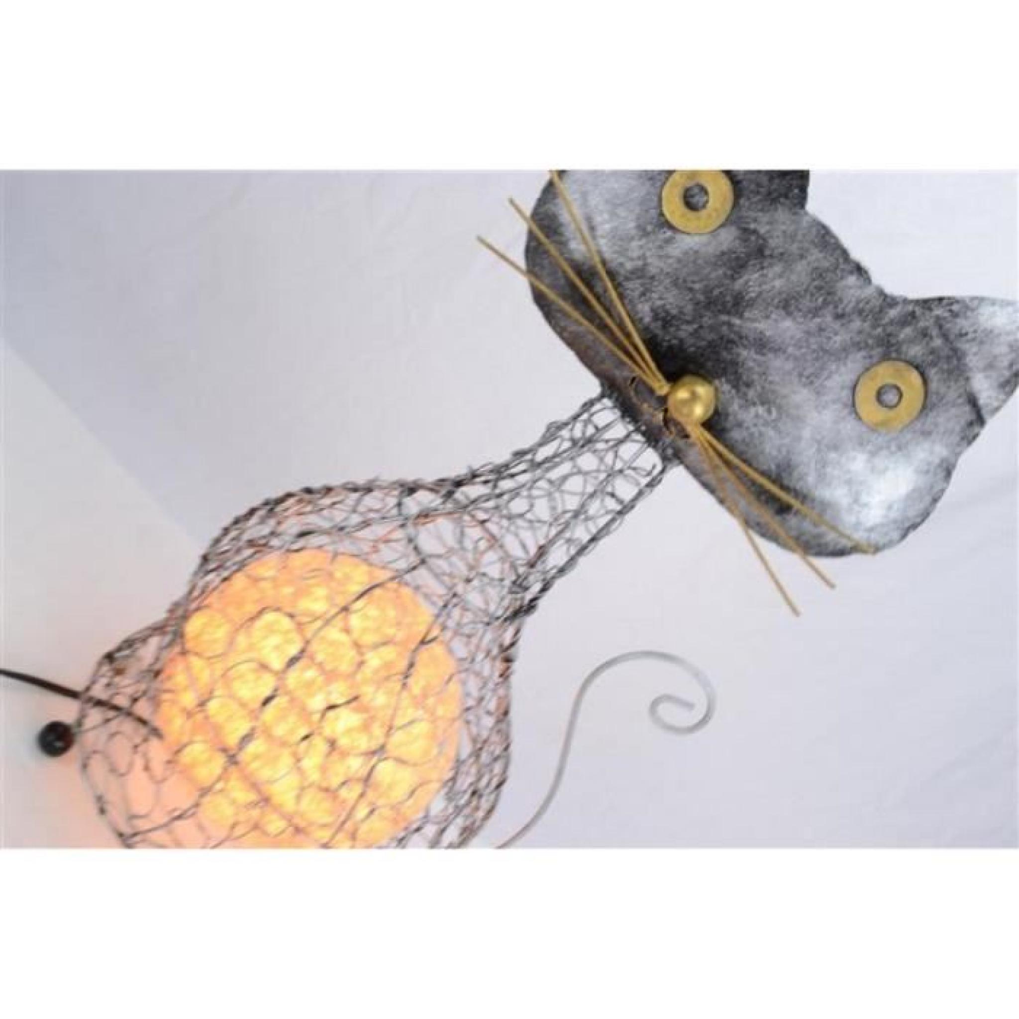 Lampe forme chat en fer forgé. Fabrication arti… pas cher