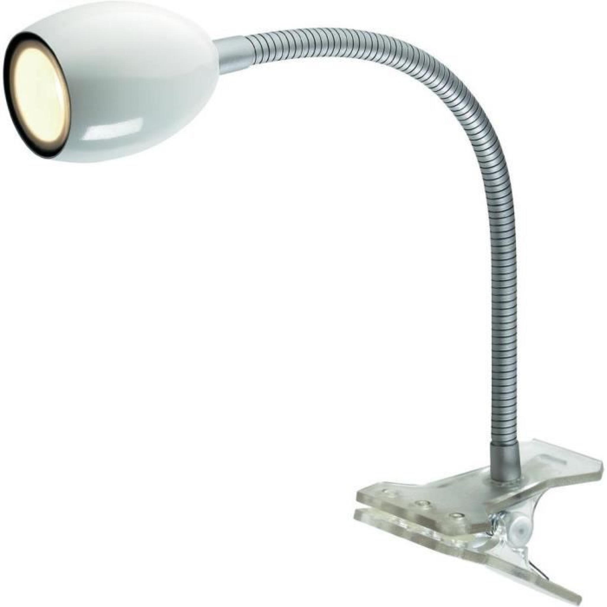 Lampe LED à pince 1.5 W bras flexible blanc pas cher