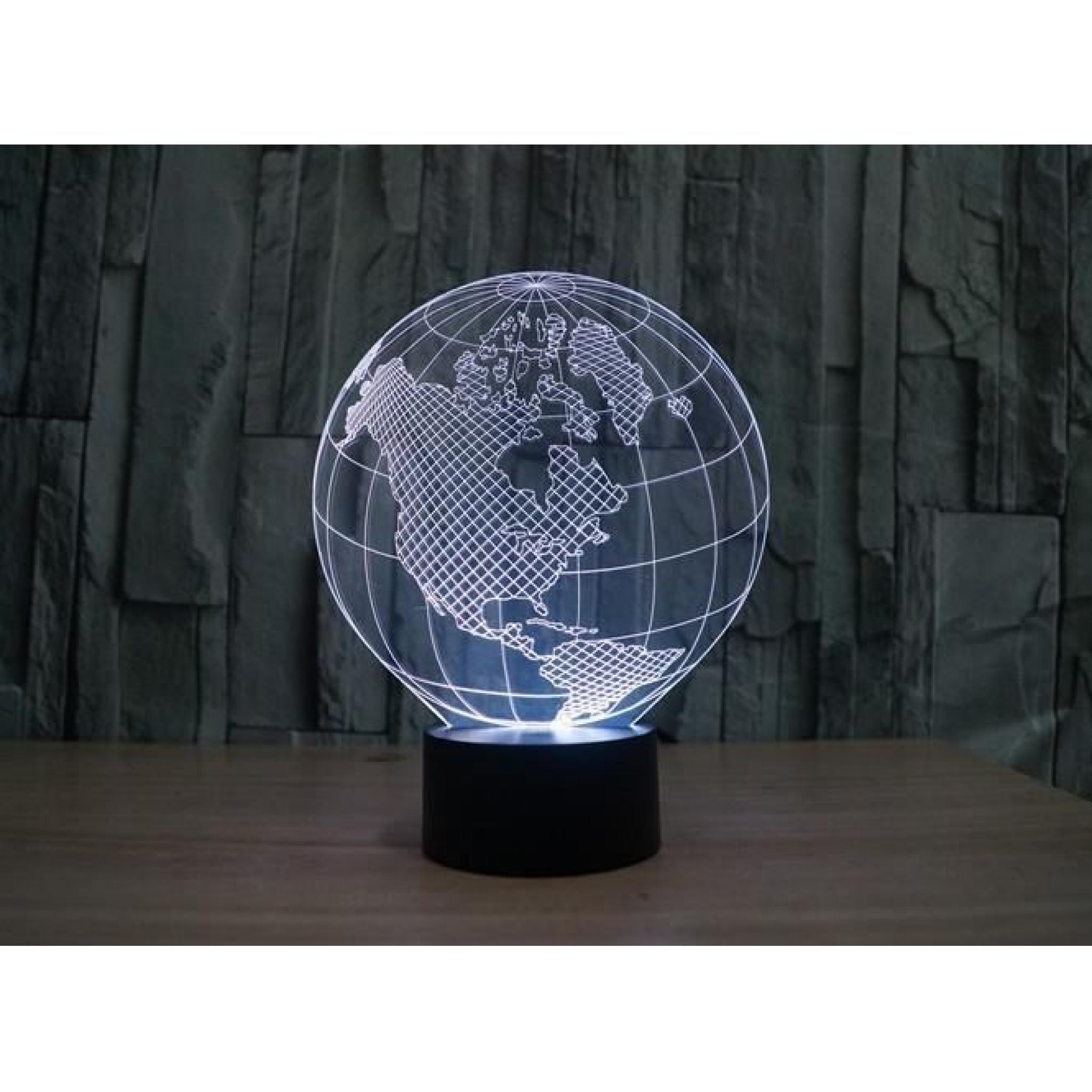 Lampe led Amériques Globe 3D