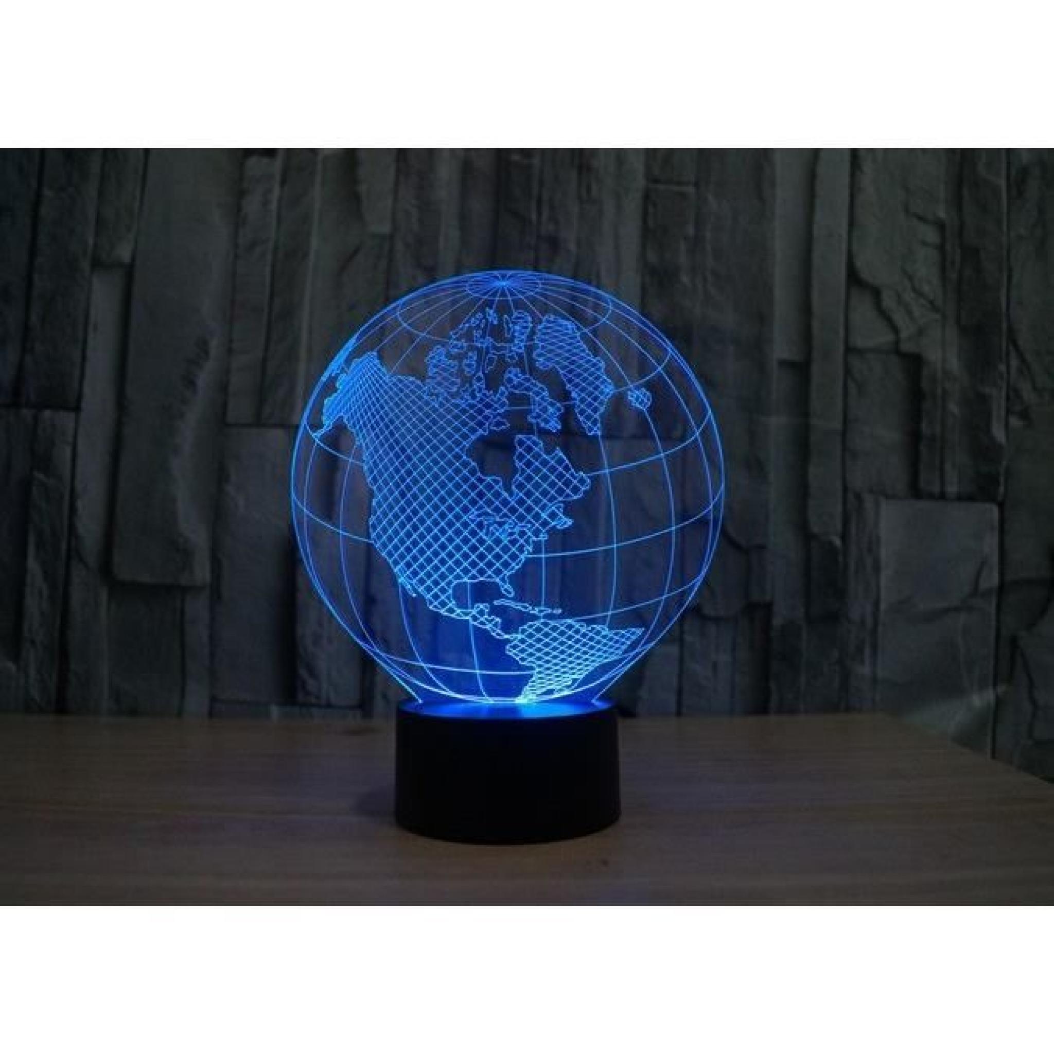 Lampe led Amériques Globe 3D pas cher