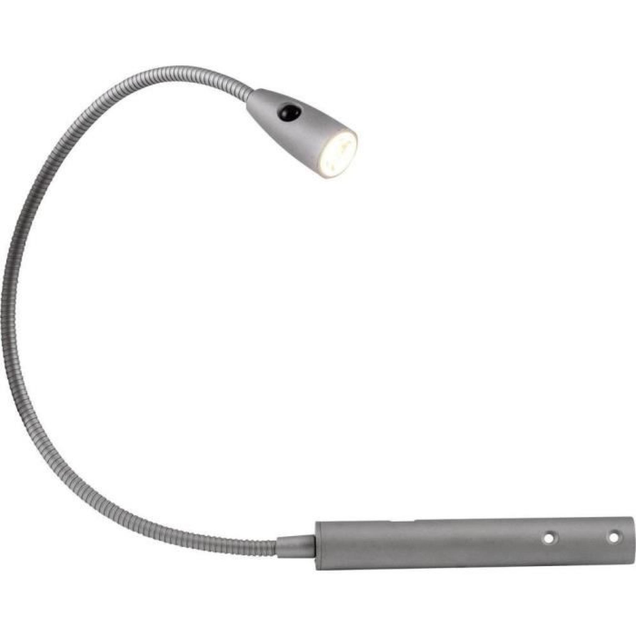 Lampe LED de table de chevet Heitronic Berta 1.5 W bras flexible, avec interrupteur argent