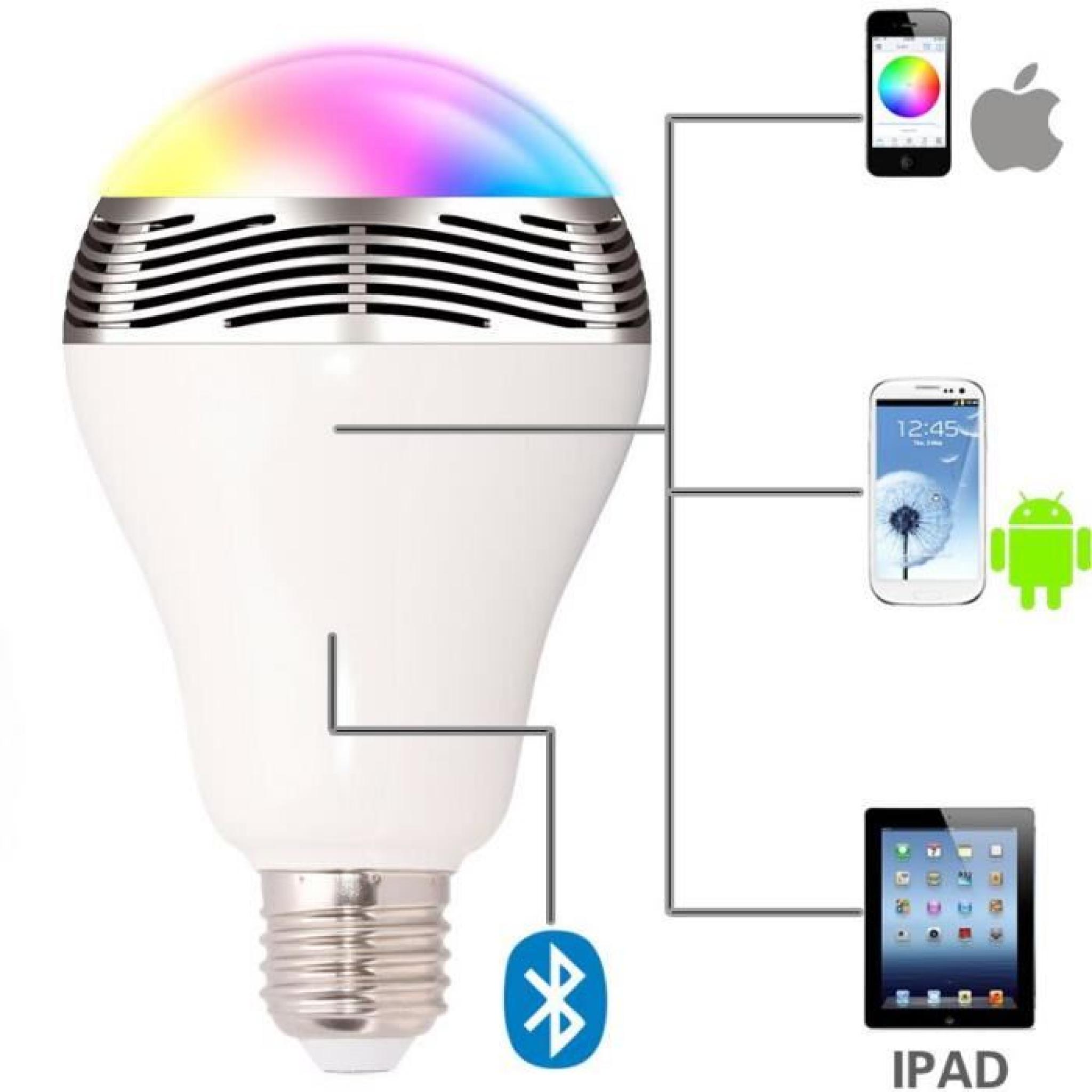 Lampe LED RGBW à Commande Bluetooth et Mini Haut-Parleur Bluetooth pas cher