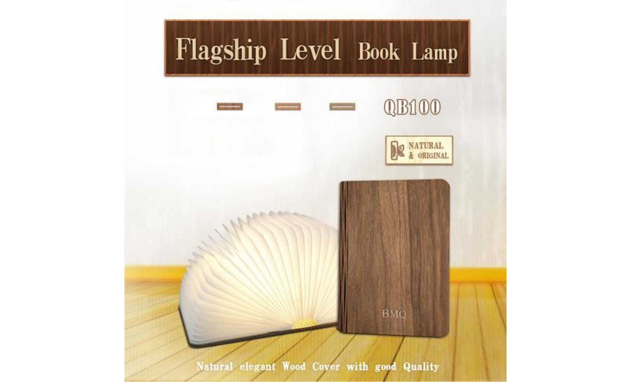 lampe livre, pliante en forme de livre avec rechargeable port usb lampe de chevet veilleuse lumières décoratives blanc chaud pas cher