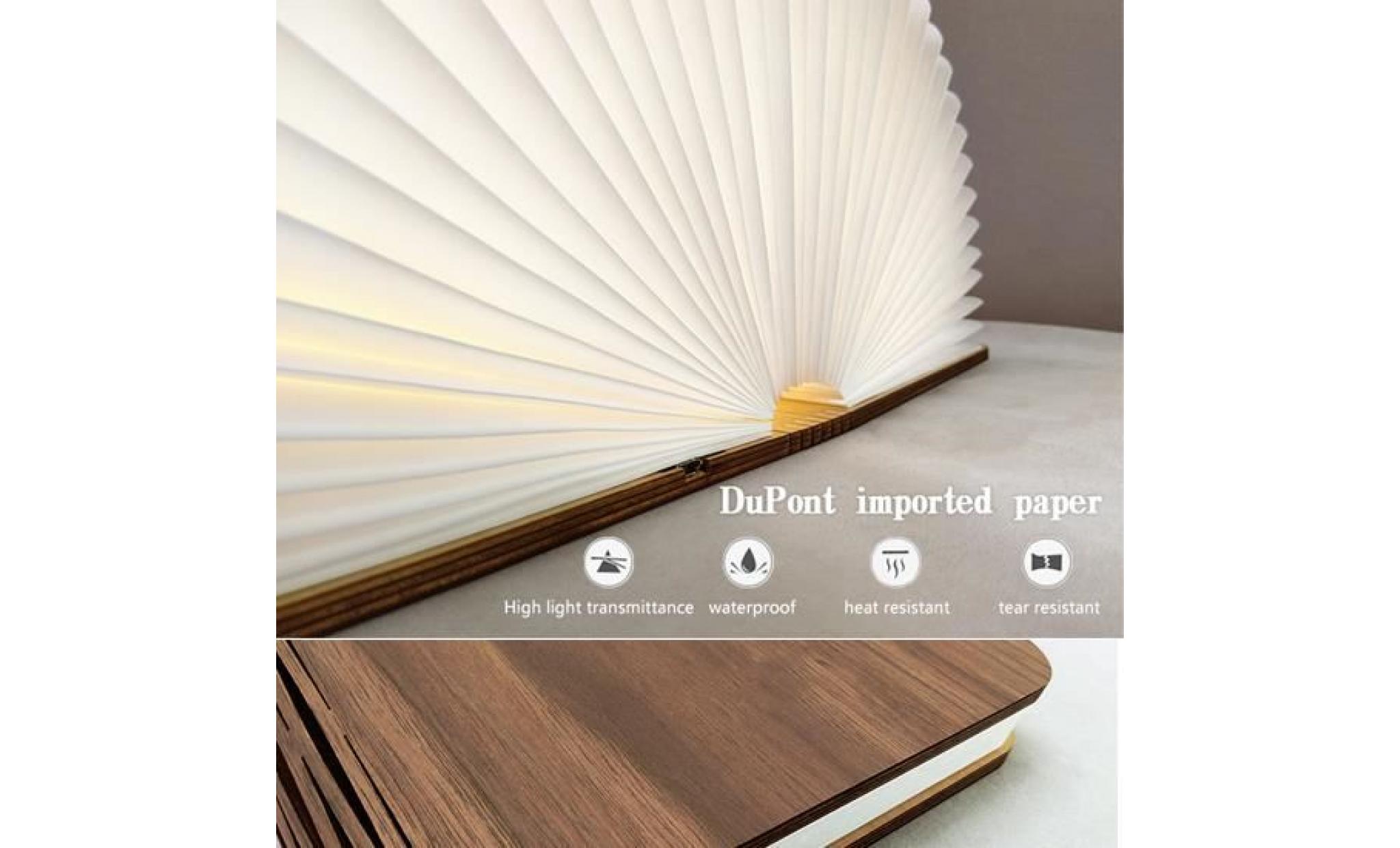 lampe livre, pliante en forme de livre avec rechargeable port usb lampe de chevet veilleuse lumières décoratives blanc chaud pas cher