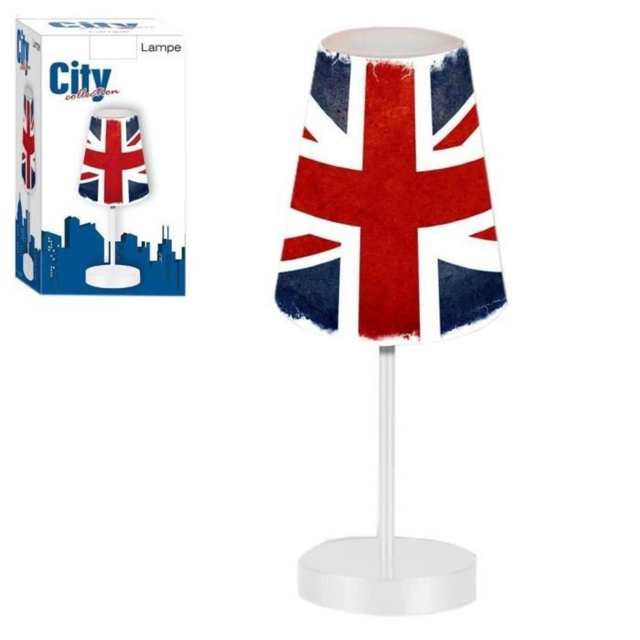 Lampe london Union Jack - Lampe avec abat jour Londres UK - Cadeau déco Londres ou London - Luminaire original