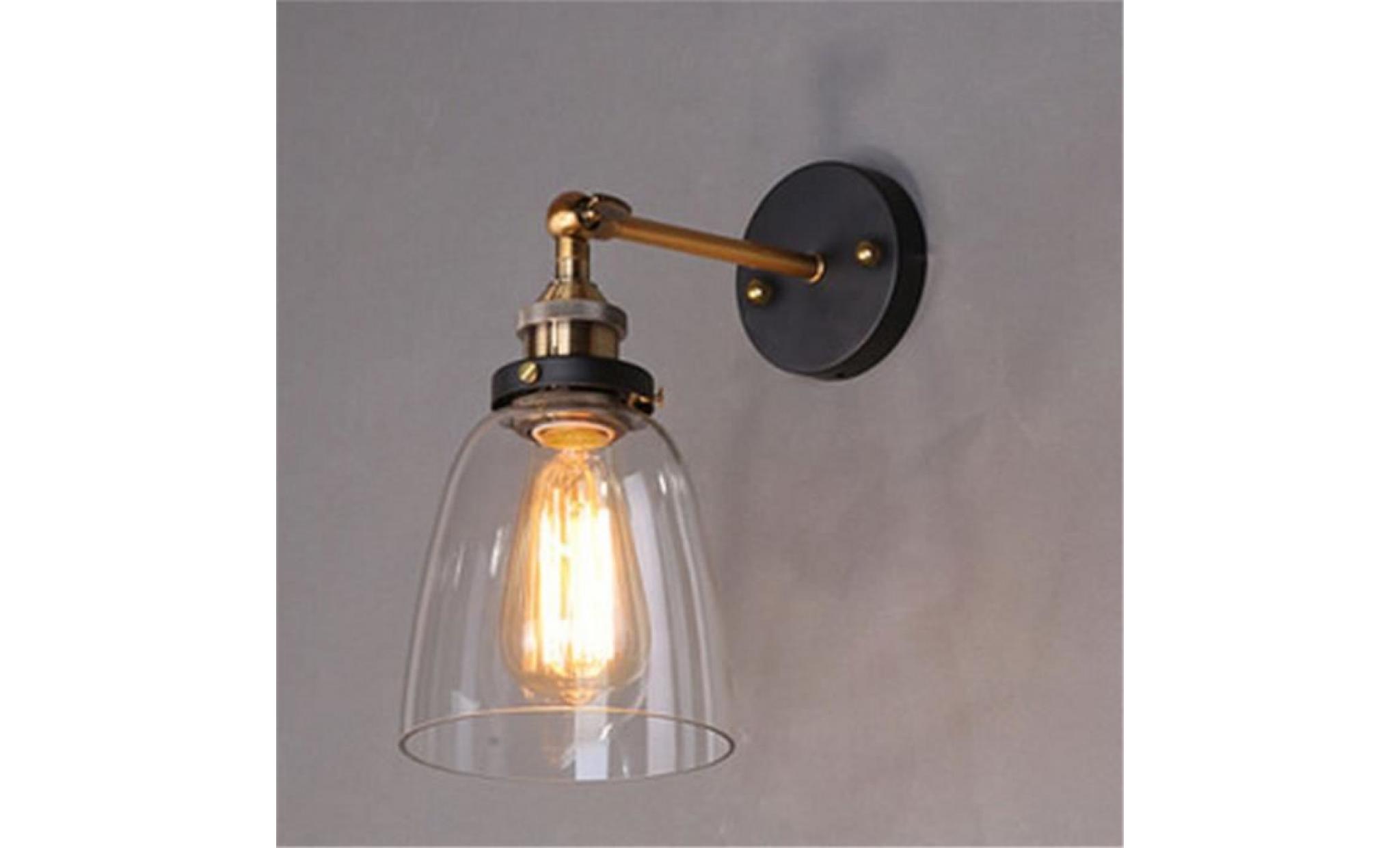 lampe murale design cloche en verre ᴓ14,5cm rétro industriel 110 220v(ampoule non inclu) applique luminaire déco couloir