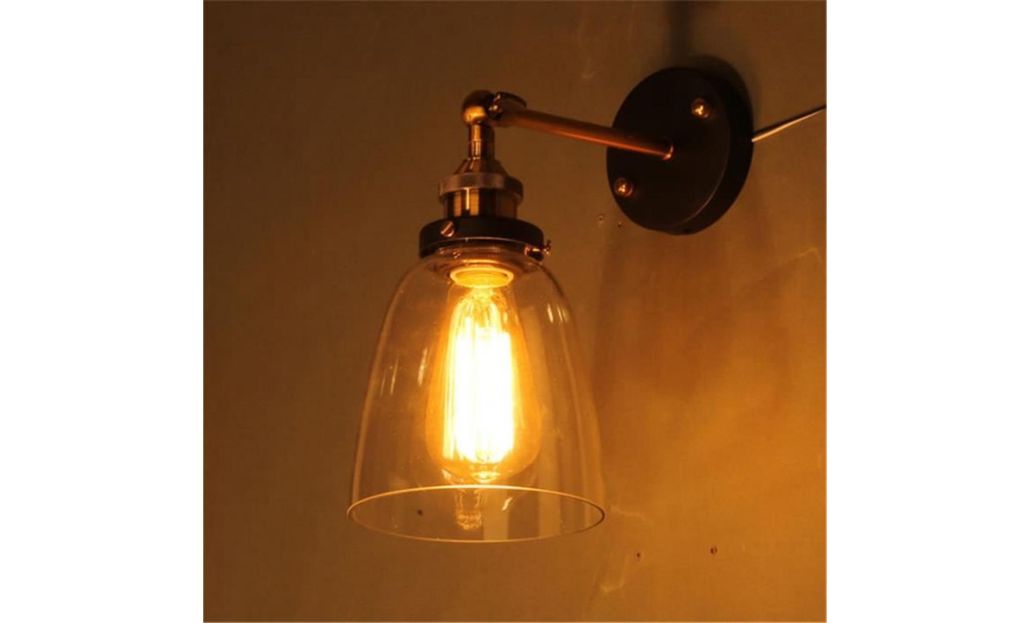 lampe murale design cloche en verre ᴓ14,5cm rétro industriel 110 220v(ampoule non inclu) applique luminaire déco couloir pas cher