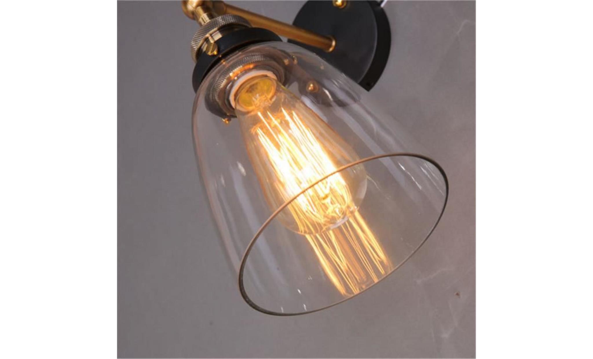 lampe murale design cloche en verre ᴓ14,5cm rétro industriel 110 220v(ampoule non inclu) applique luminaire déco couloir pas cher