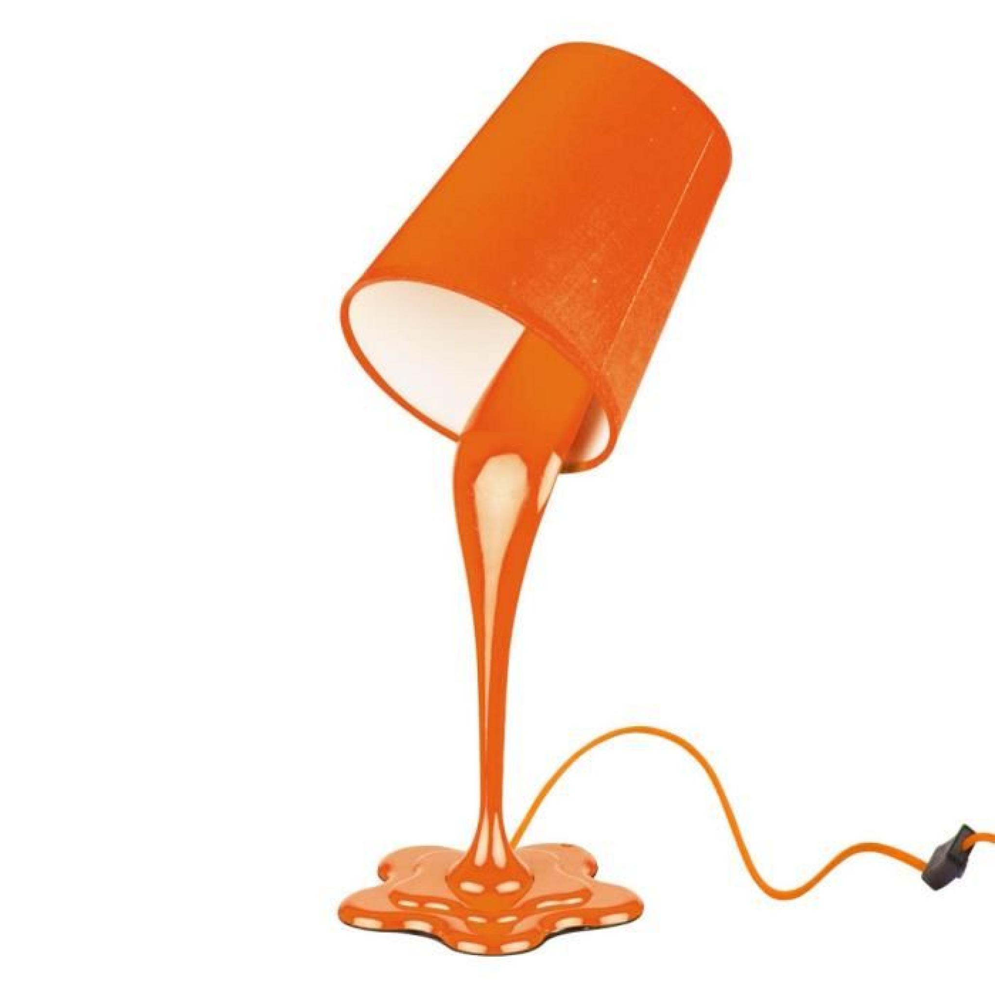 Lampe pot de peinture orange (H.36,5cm)