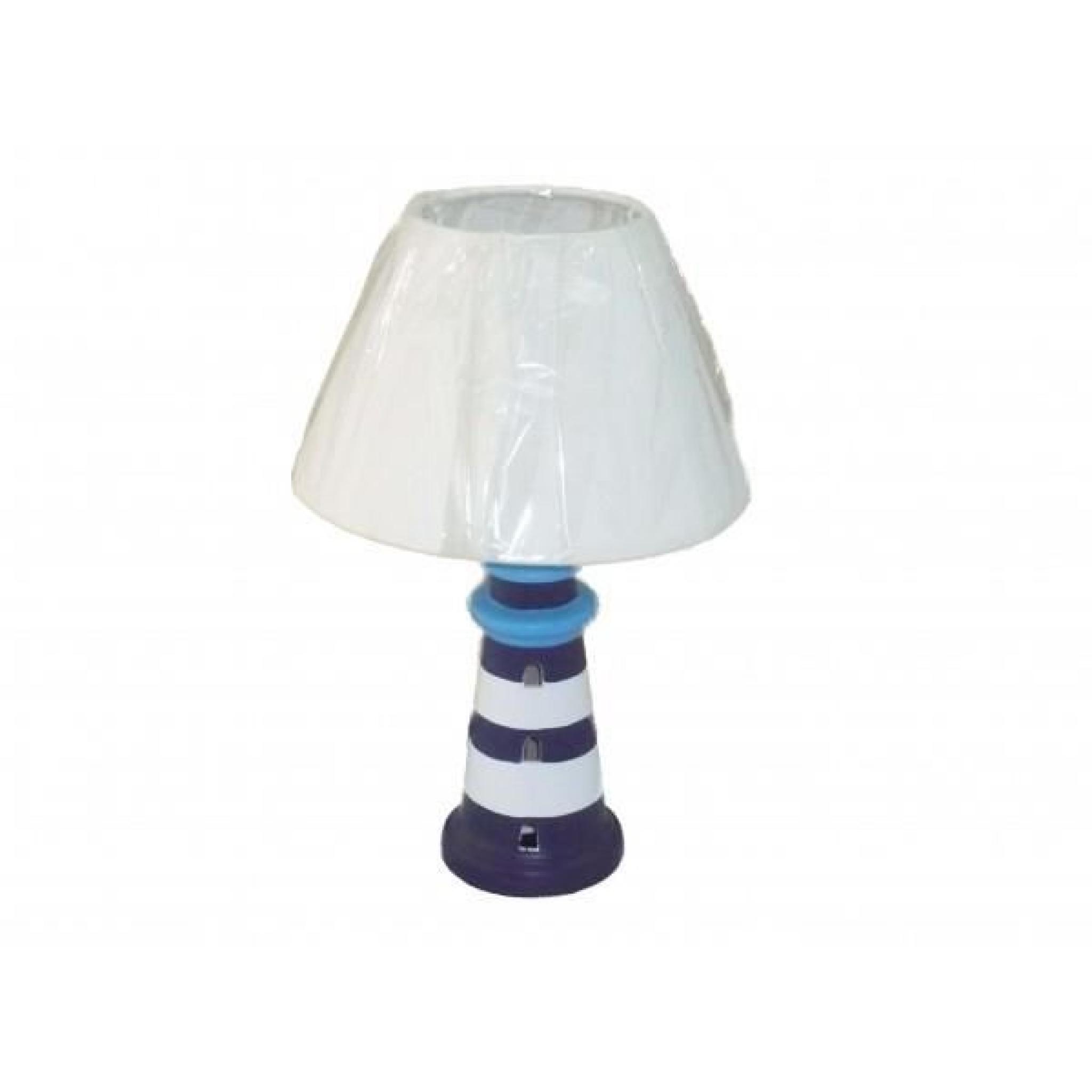 Lampe phare en céramique 31 cm bleue ou blanche pas cher