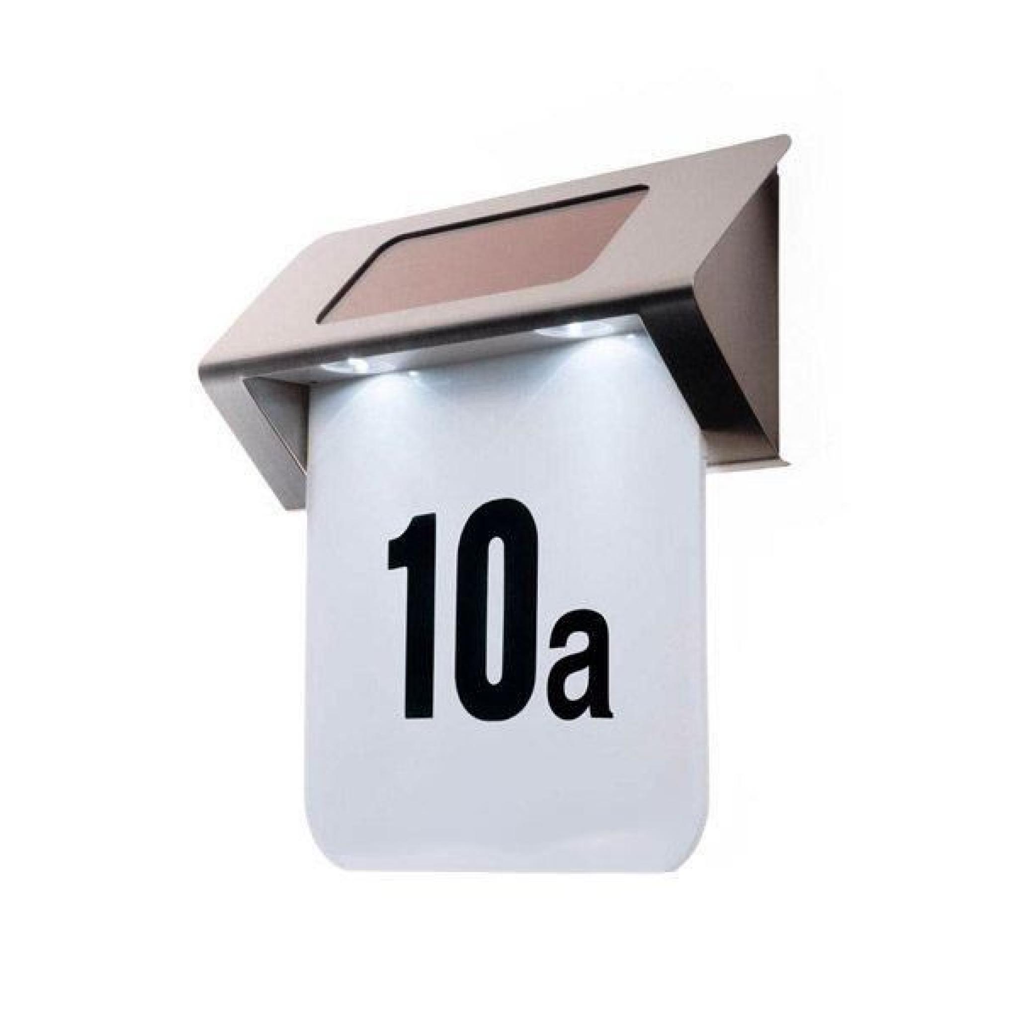 Lampe solaire - Numéro de maison - LED - Inox