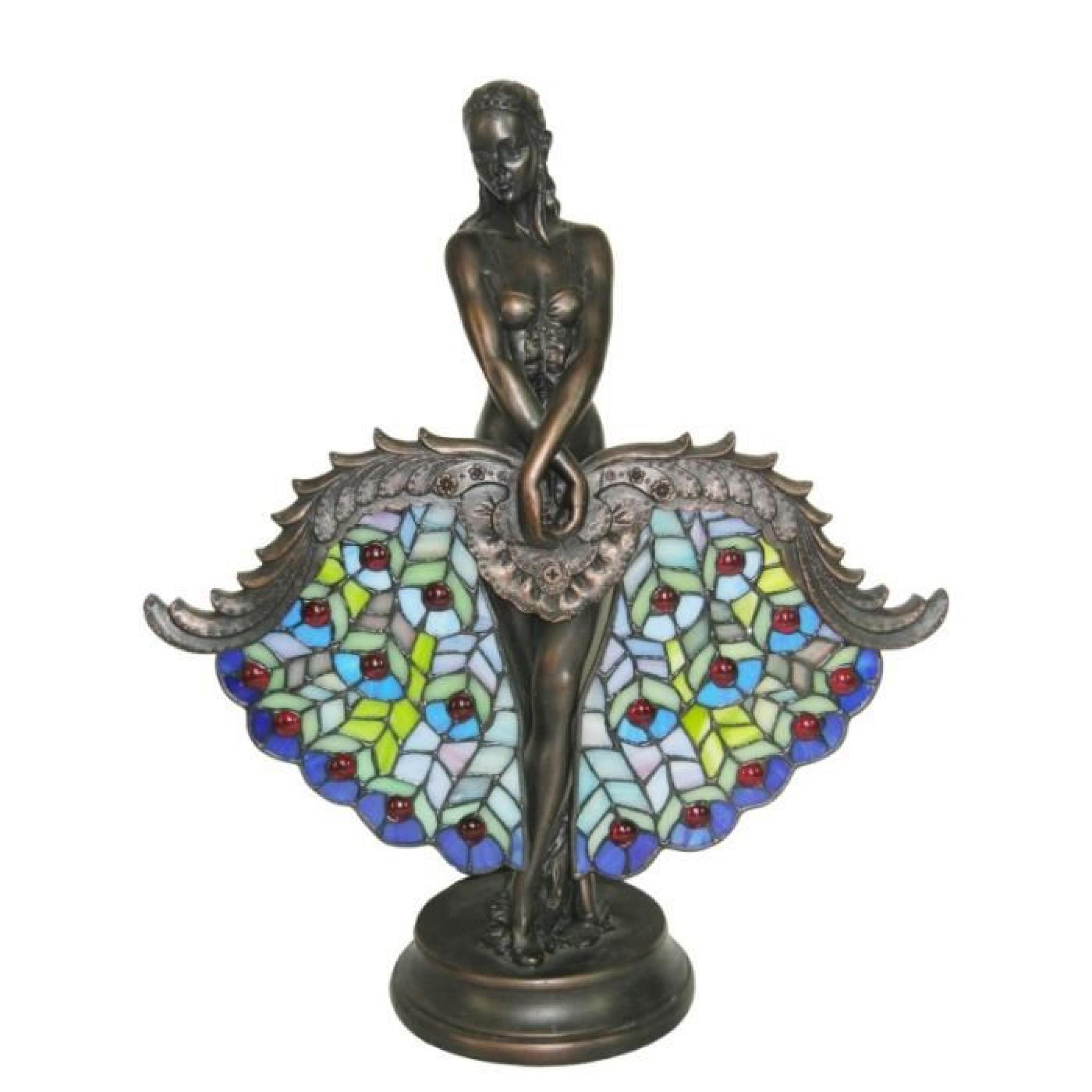 Lampe style Tiffany statue ballerine danseuse