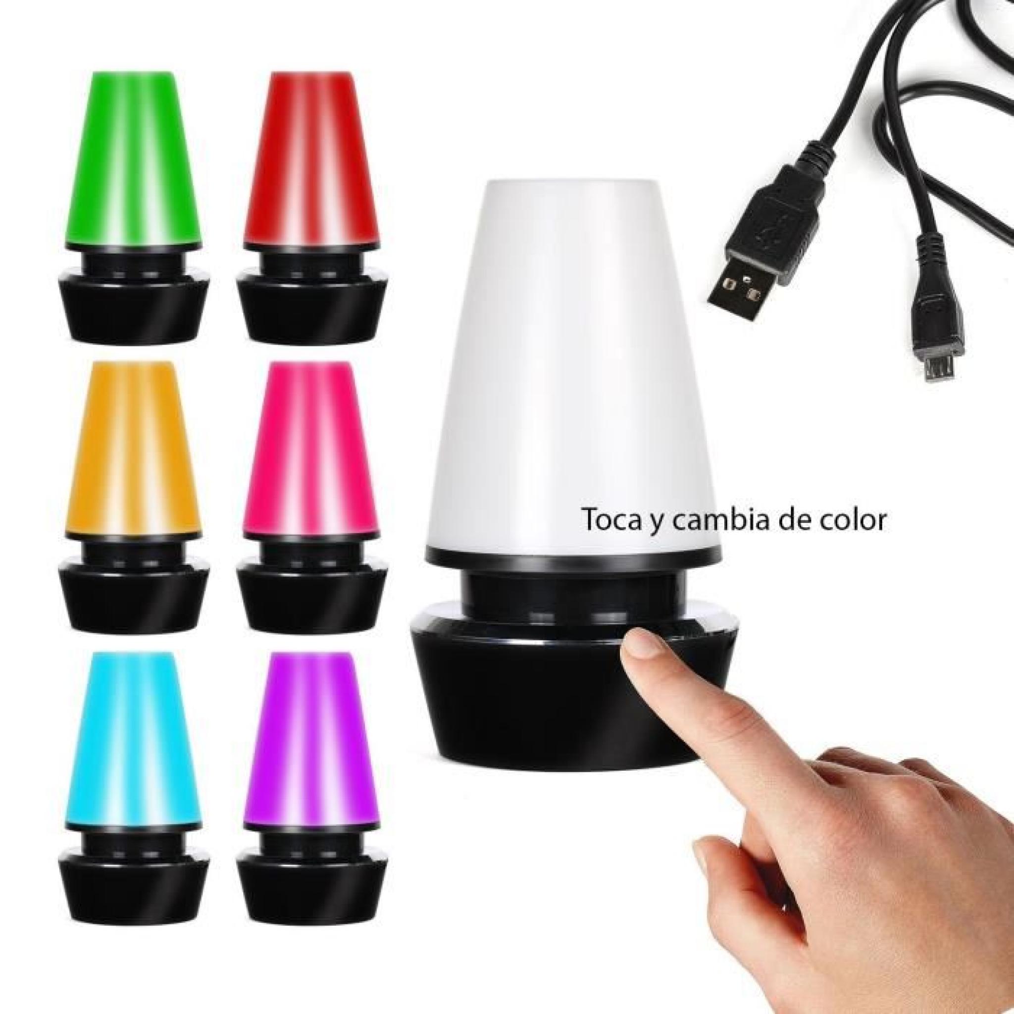 Lampe Tactile Rechargeable USB -MULTI COLOUR LED--Noir-Unique