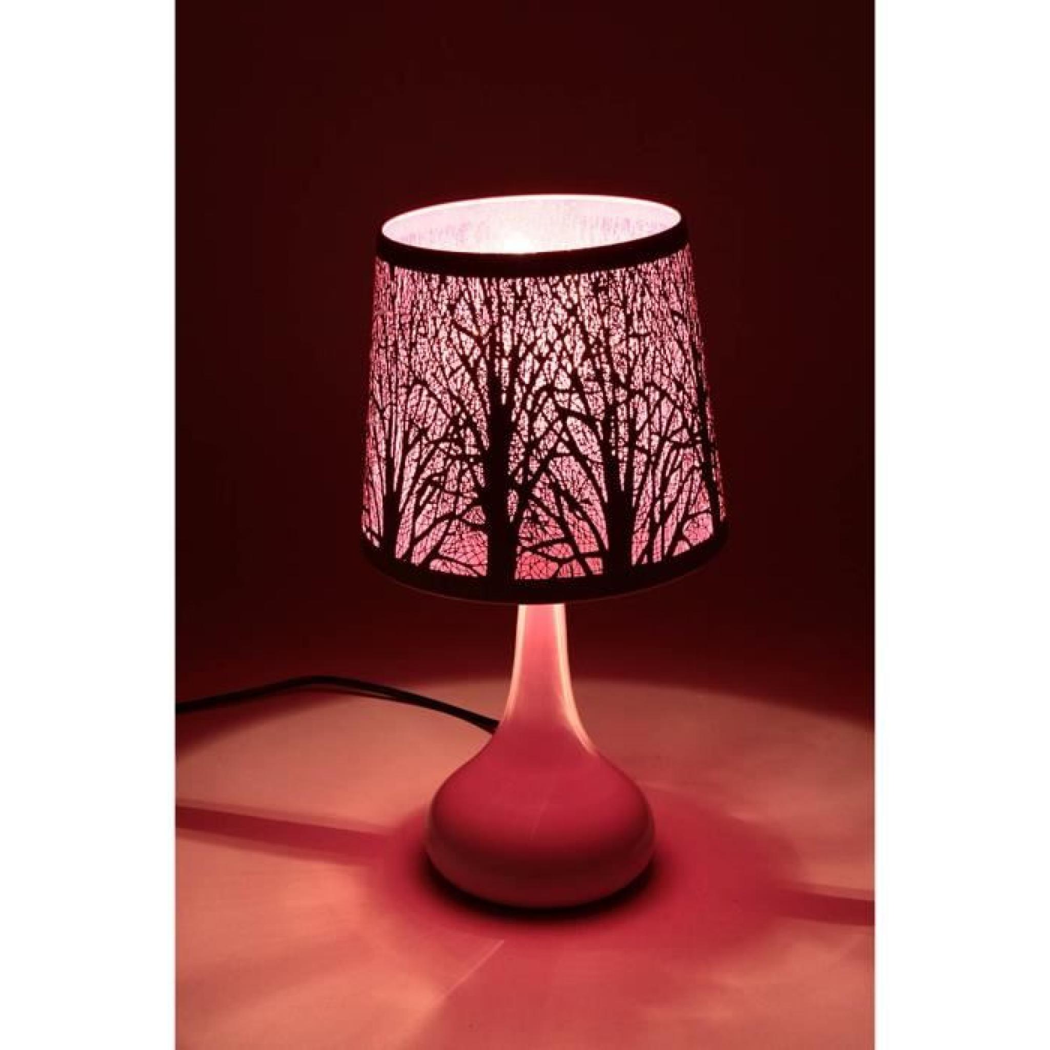 Lampe touch métal blanc motif arbre rose- 116159 pas cher