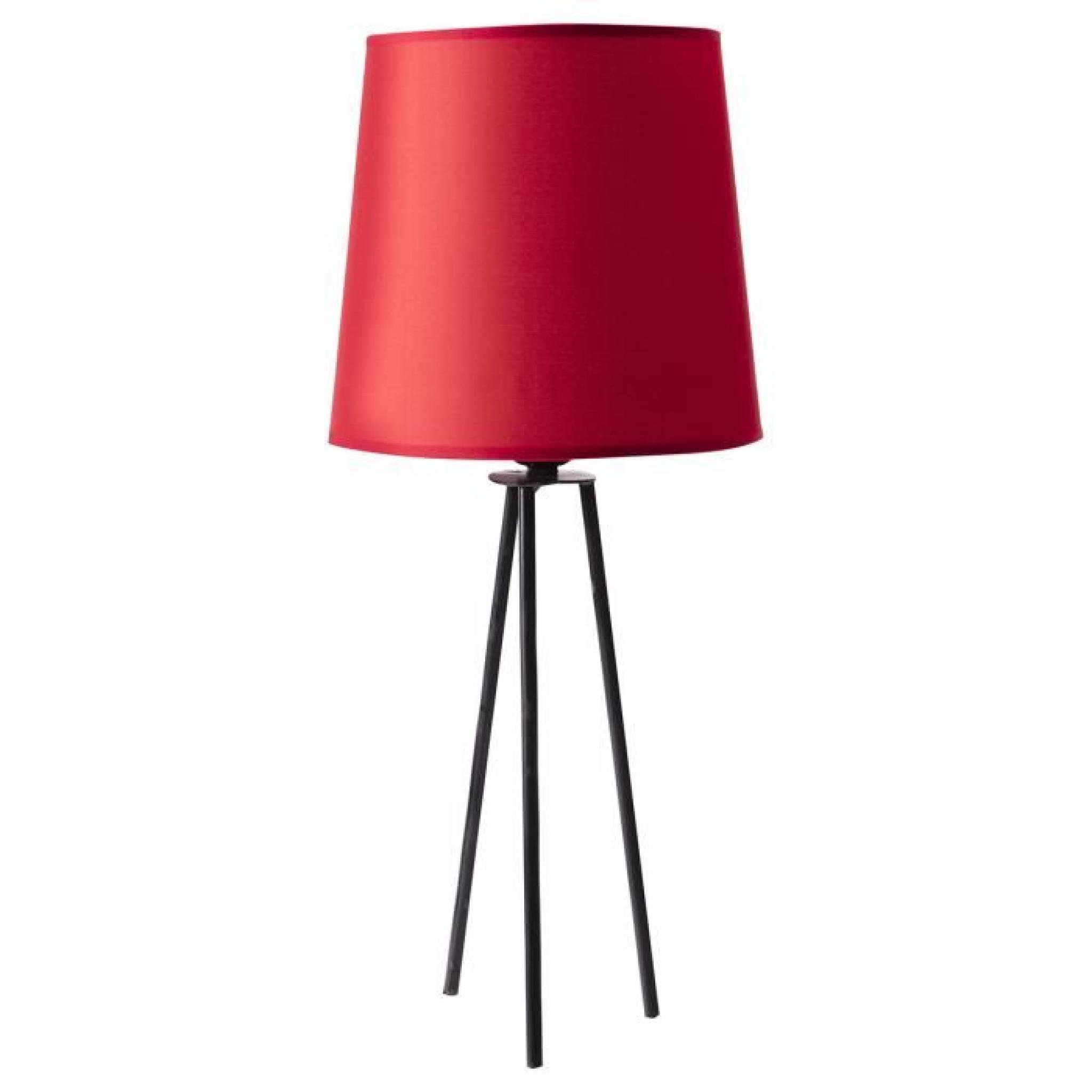 Lampe trépied métal abat-jour rouge 20x20x44cm