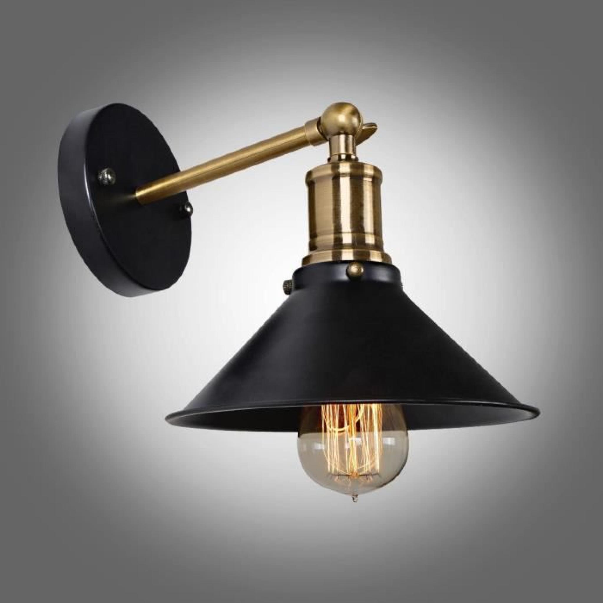 Lampe Vintage Black Metal Umbrella Loft mur luminaires rétro Applique
