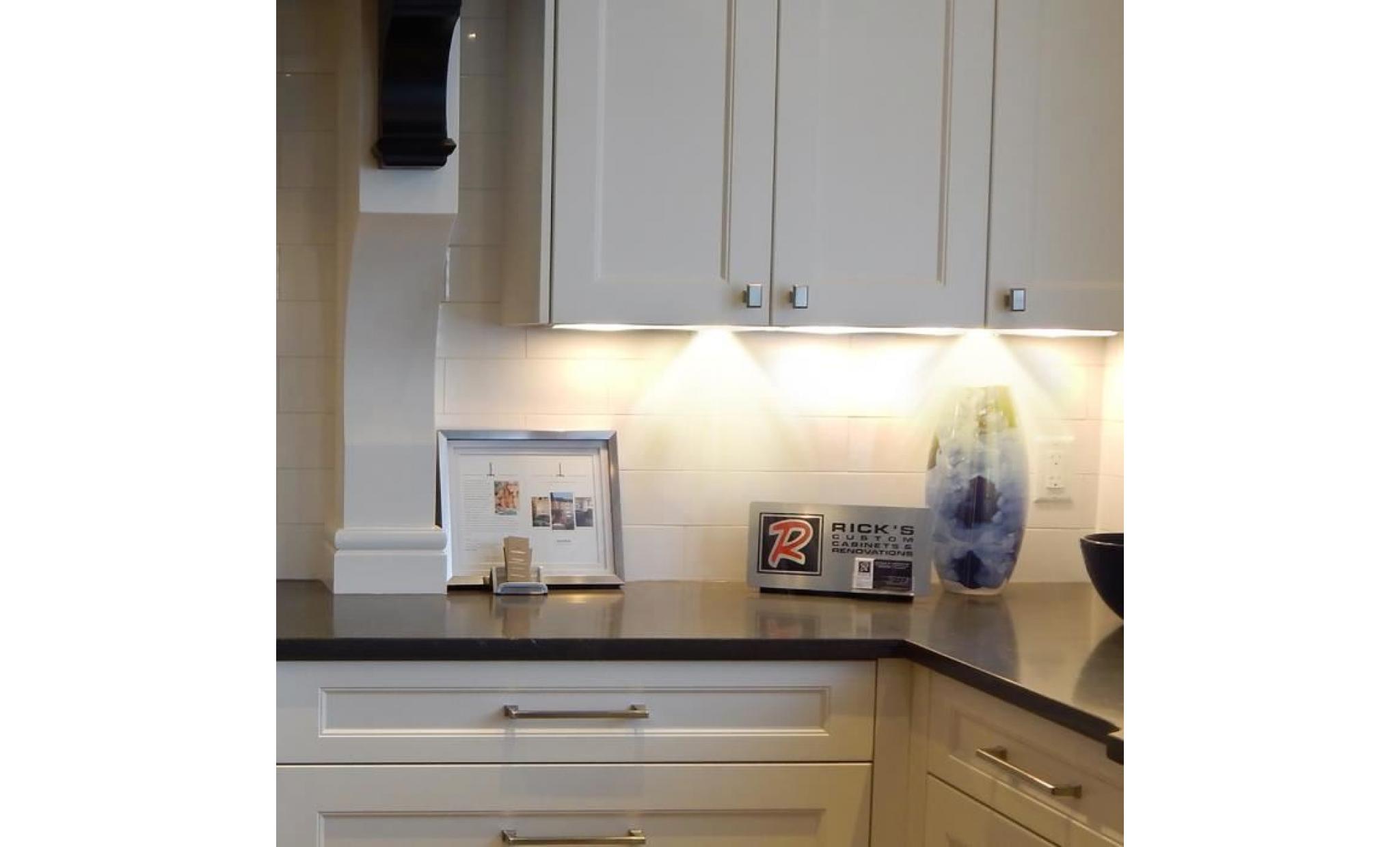 4 pcs lampes led sous cabinet eclairage encastré pour armoires placards mur salle de bains cuisine blanc chaud pas cher