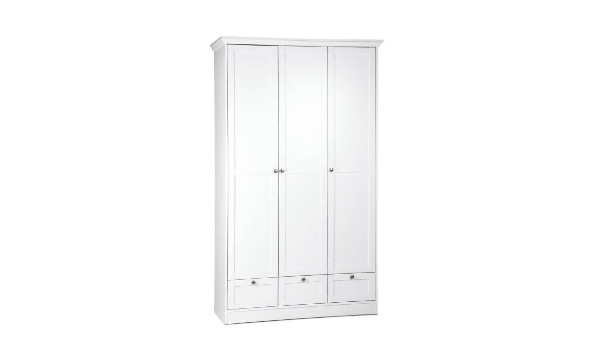 landwood armoire de chambre romantique blanc mat   l 120 cm