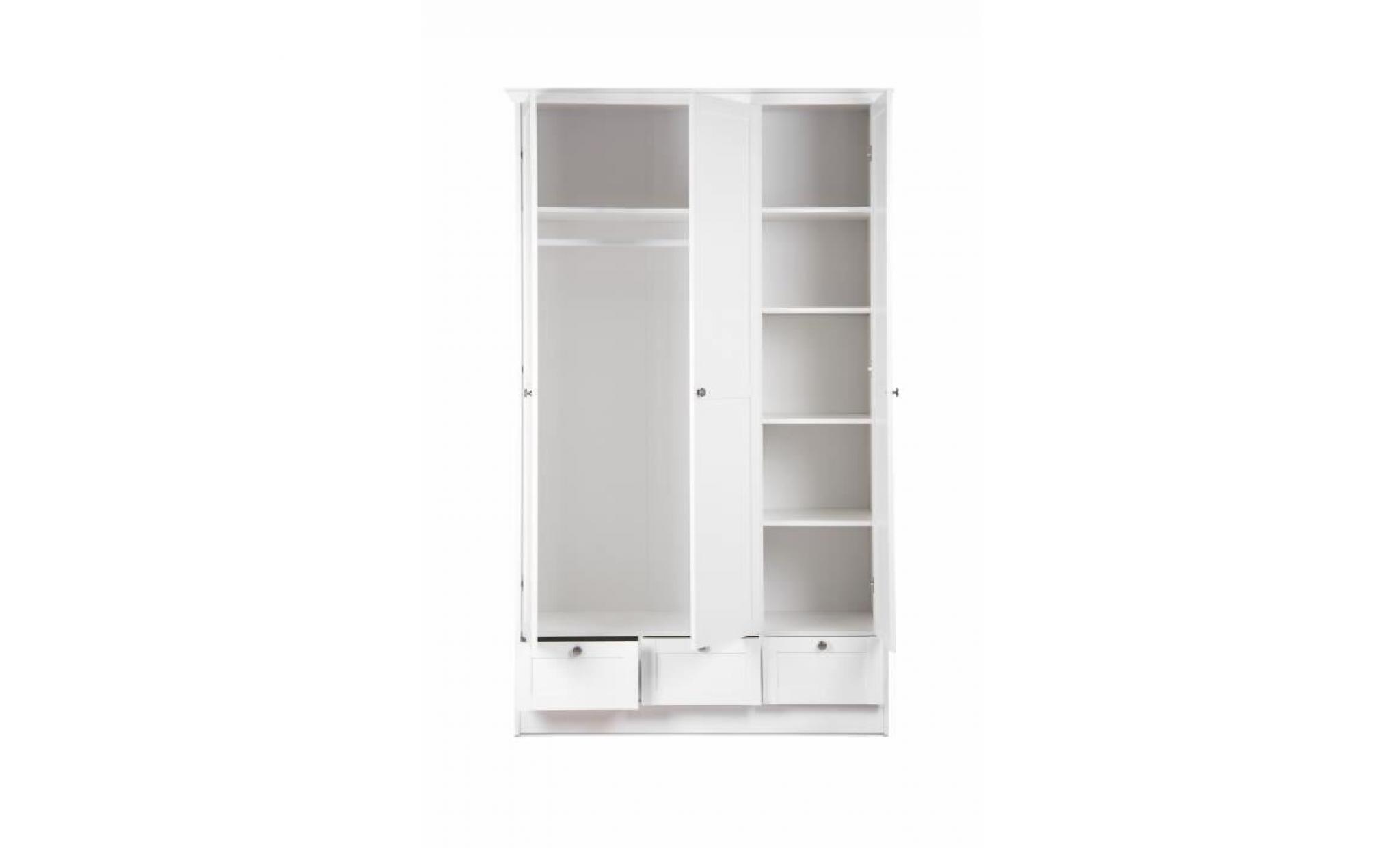 landwood armoire de chambre romantique blanc mat   l 120 cm pas cher