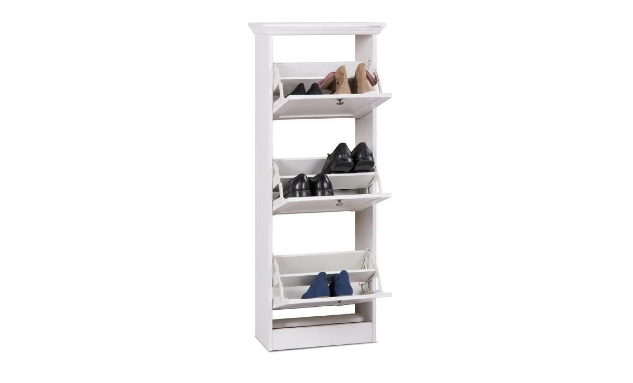 landwood meuble à chaussures   style classique   blanc   l 50cm pas cher