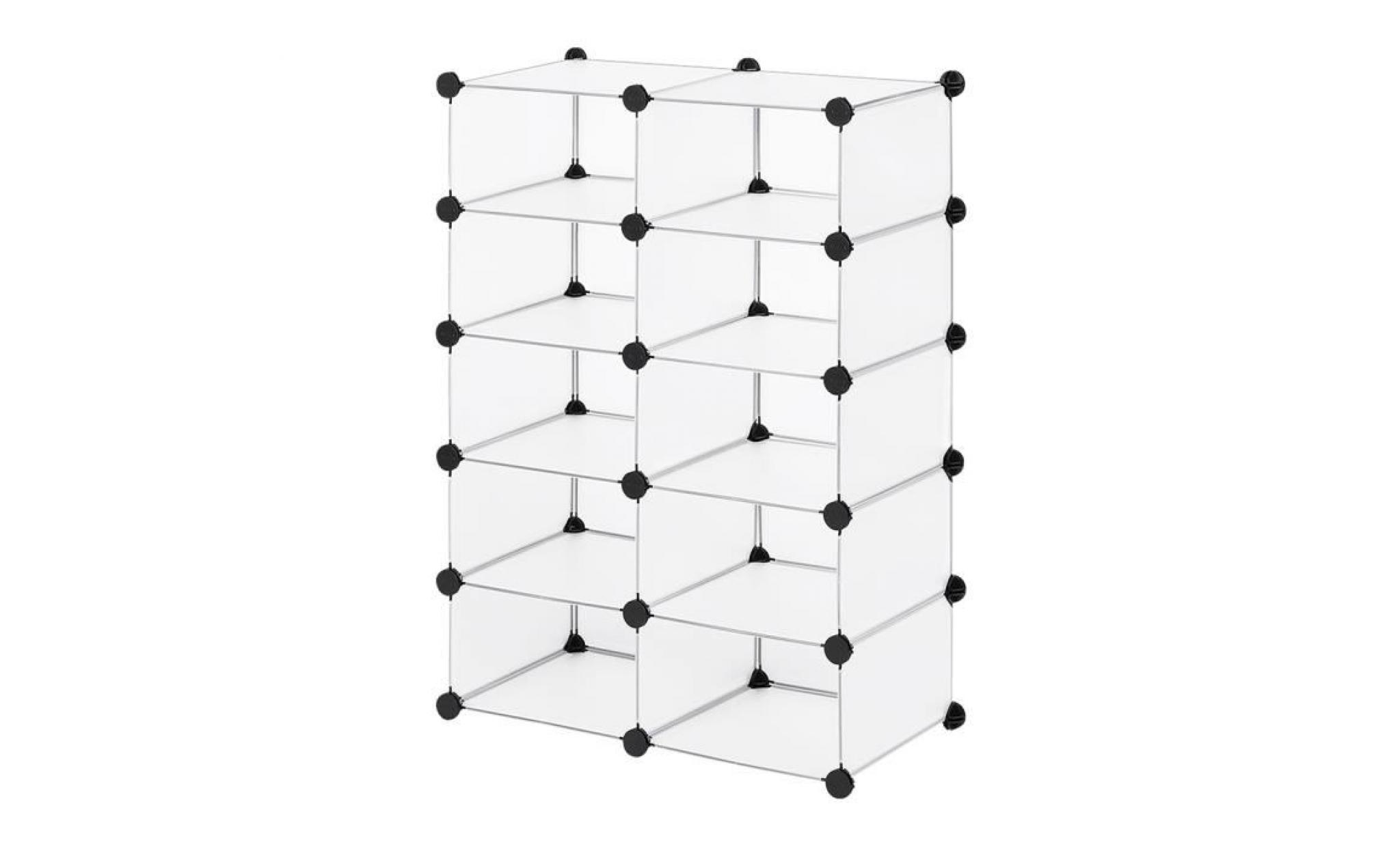 langria 10 cubes diy armoires Étagères modulaire plastique meuble rangement chambre avec panneaux de porte blanc translucide pas cher