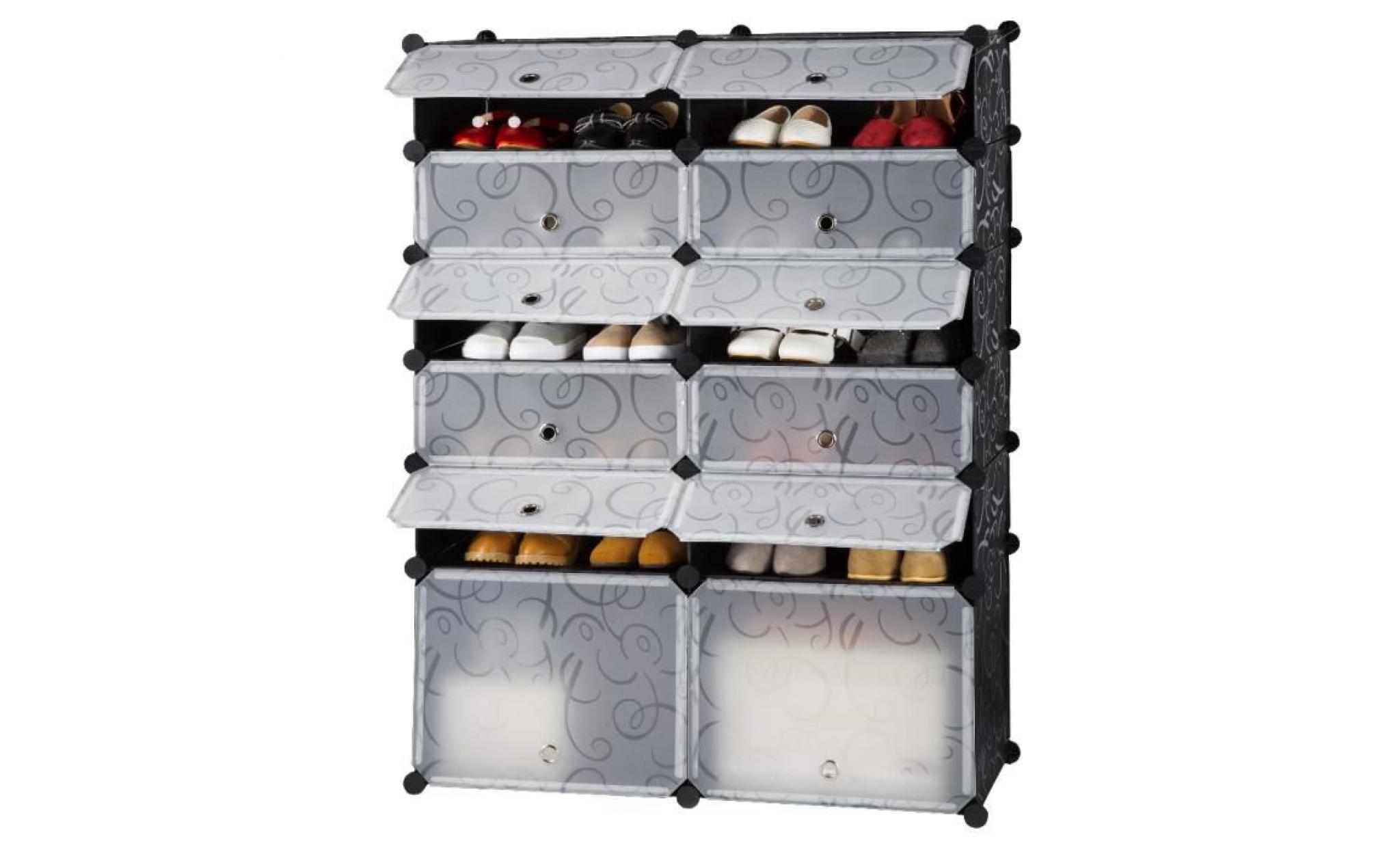 langria 12 cube diy meuble à chaussures armoire de rangement en plastique avec porte multi usages organisateur