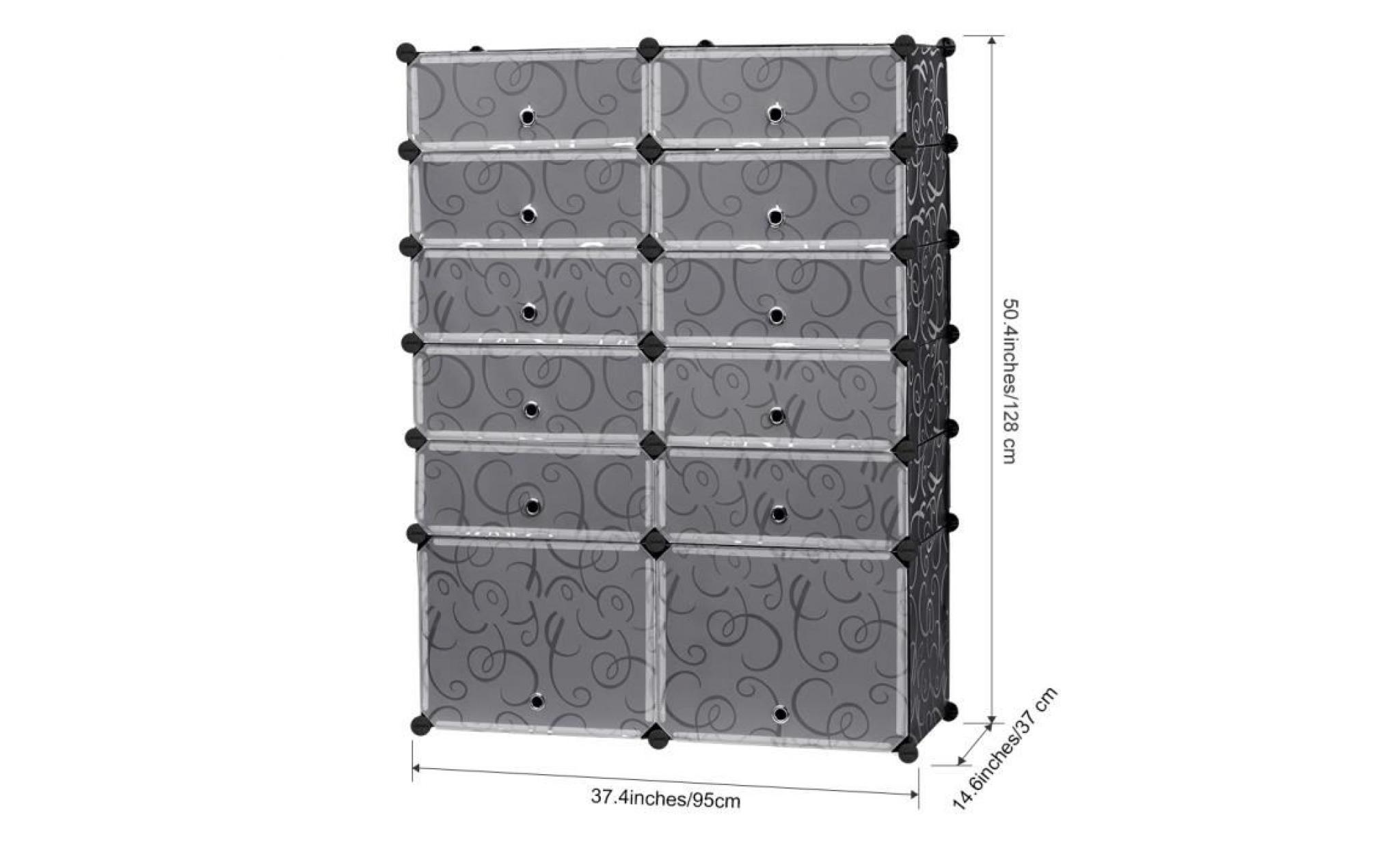 langria 12 cube diy meuble à chaussures armoire de rangement en plastique avec porte multi usages organisateur pas cher