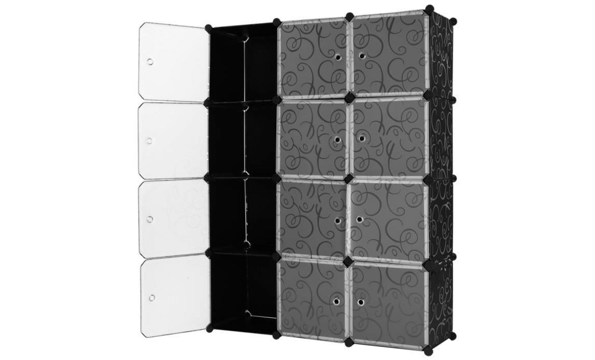 langria 12 cubes armoires Étagères plastique meubles de chambre d'enfant rangement de vêtements diy interlocking modulaire blanc pas cher