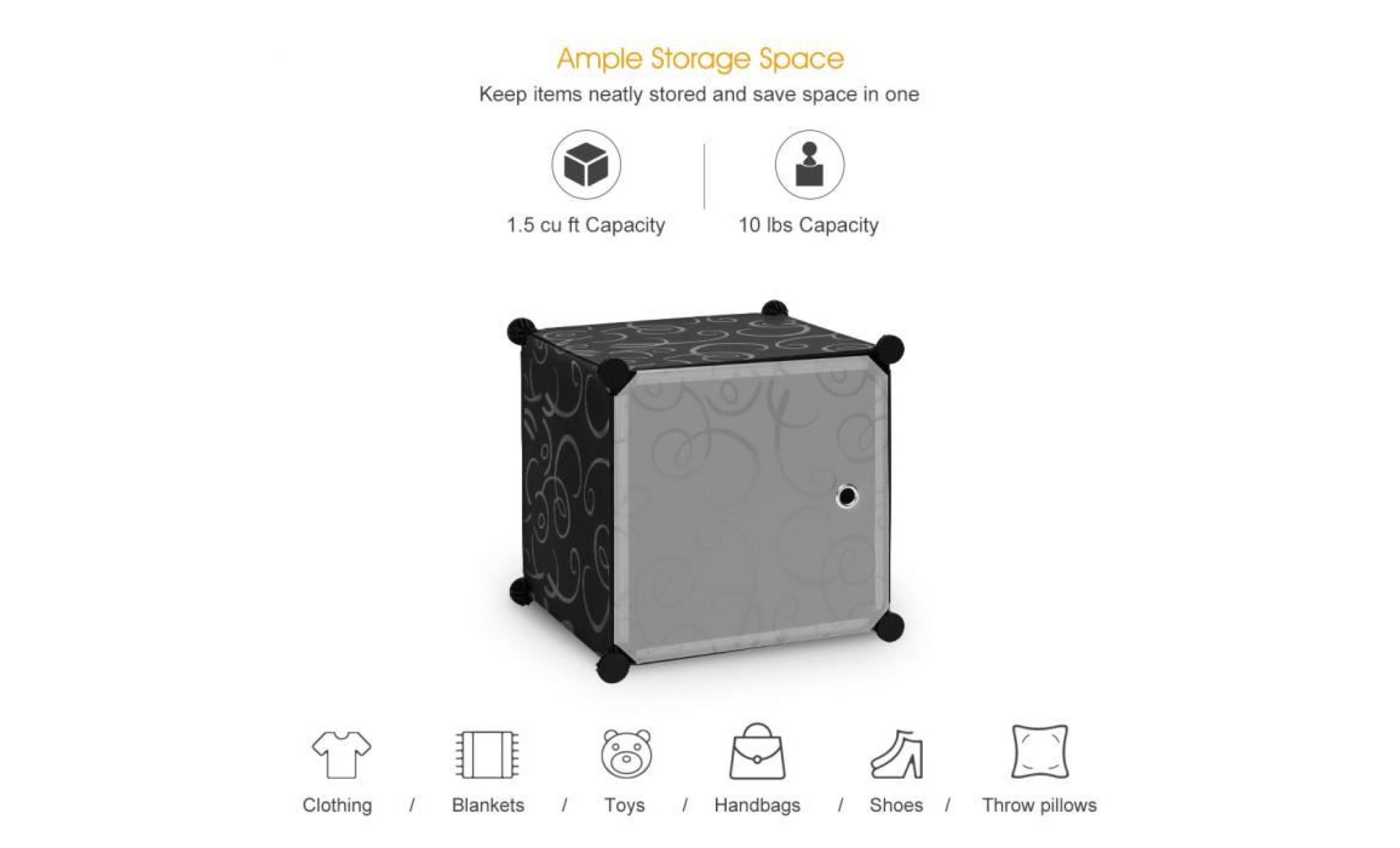 langria 12 cubes armoires Étagères plastique meuble de rangement avec portes   gris pas cher