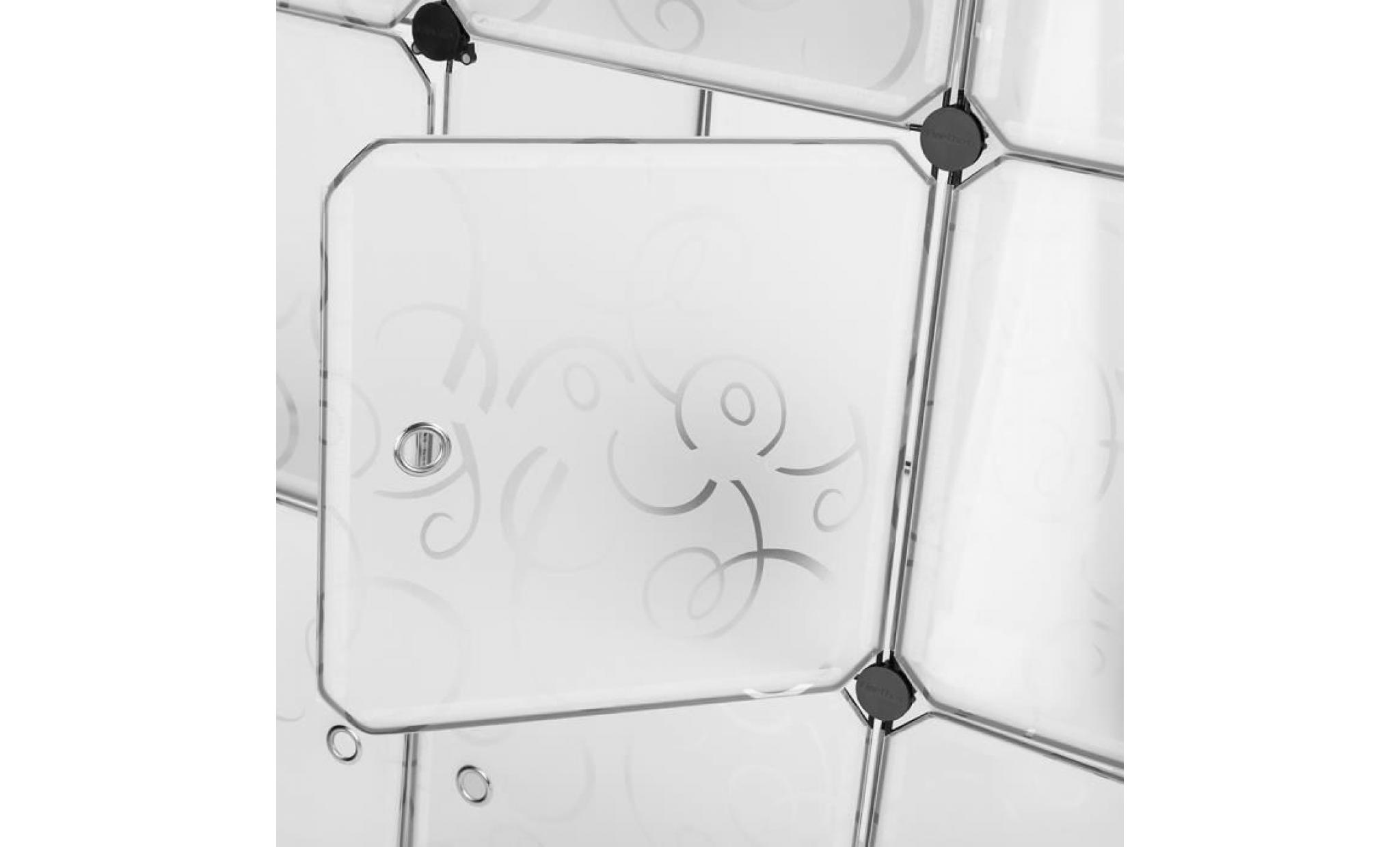 langria 16 cube interverrouillage modulaire organisateur système placard armoire rack avec portes，translucide blanc pas cher