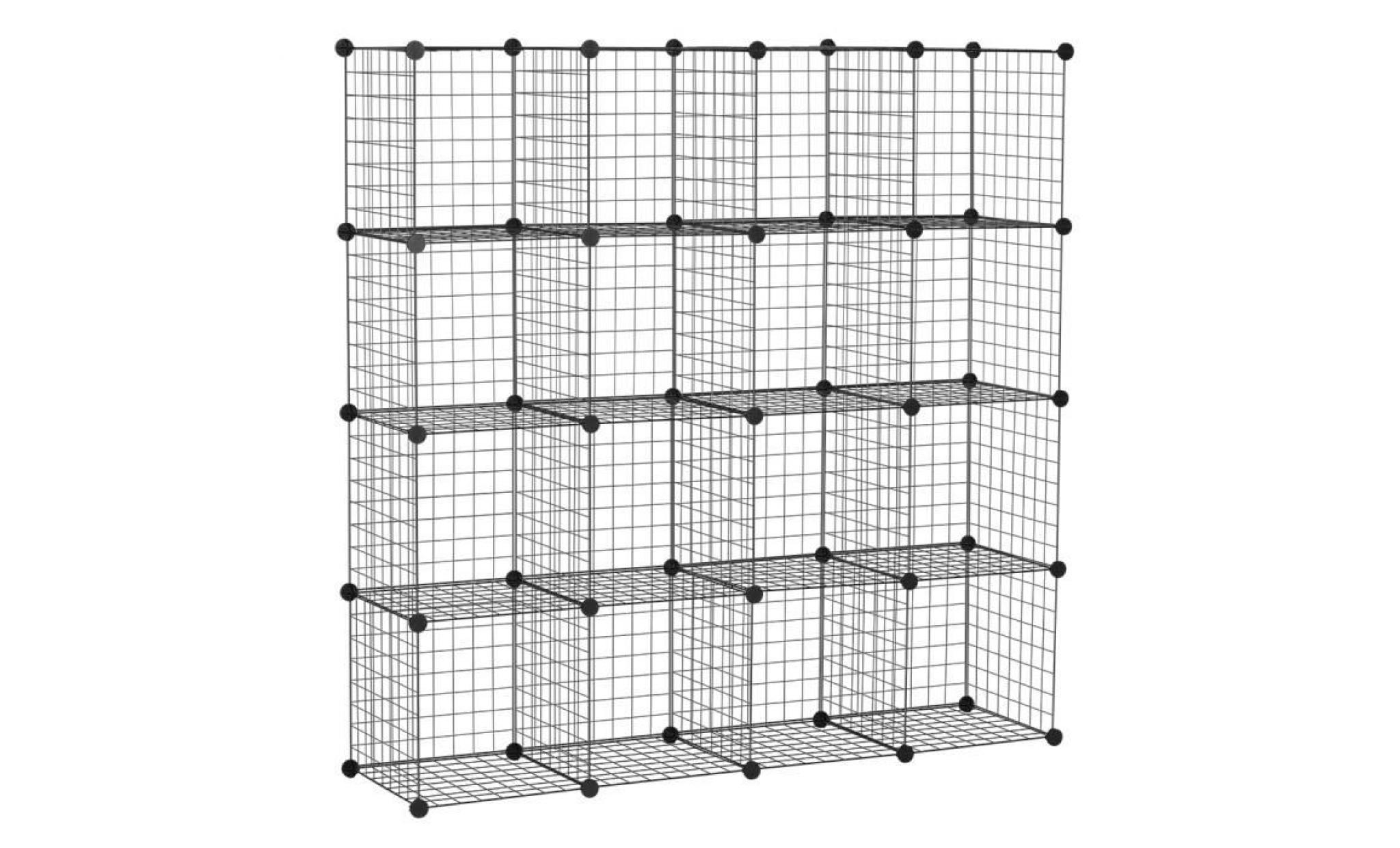langria 16 cubes armoires grilles métalliques meuble rangement chambre pas cher
