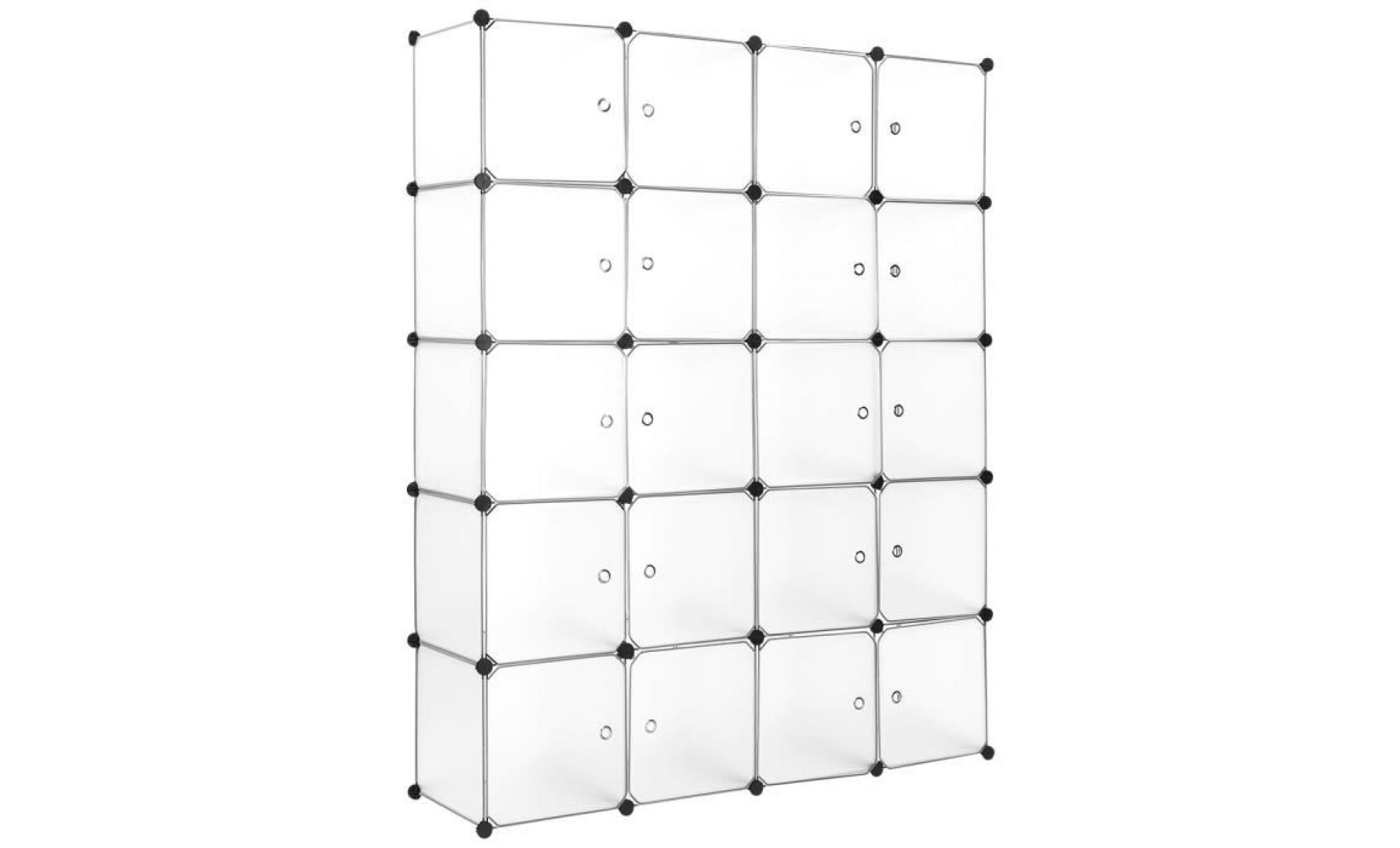 langria 20 cabines meuble de rangement plastique modulaire interverrouillage organisateur système d'étagère placard blanc pas cher