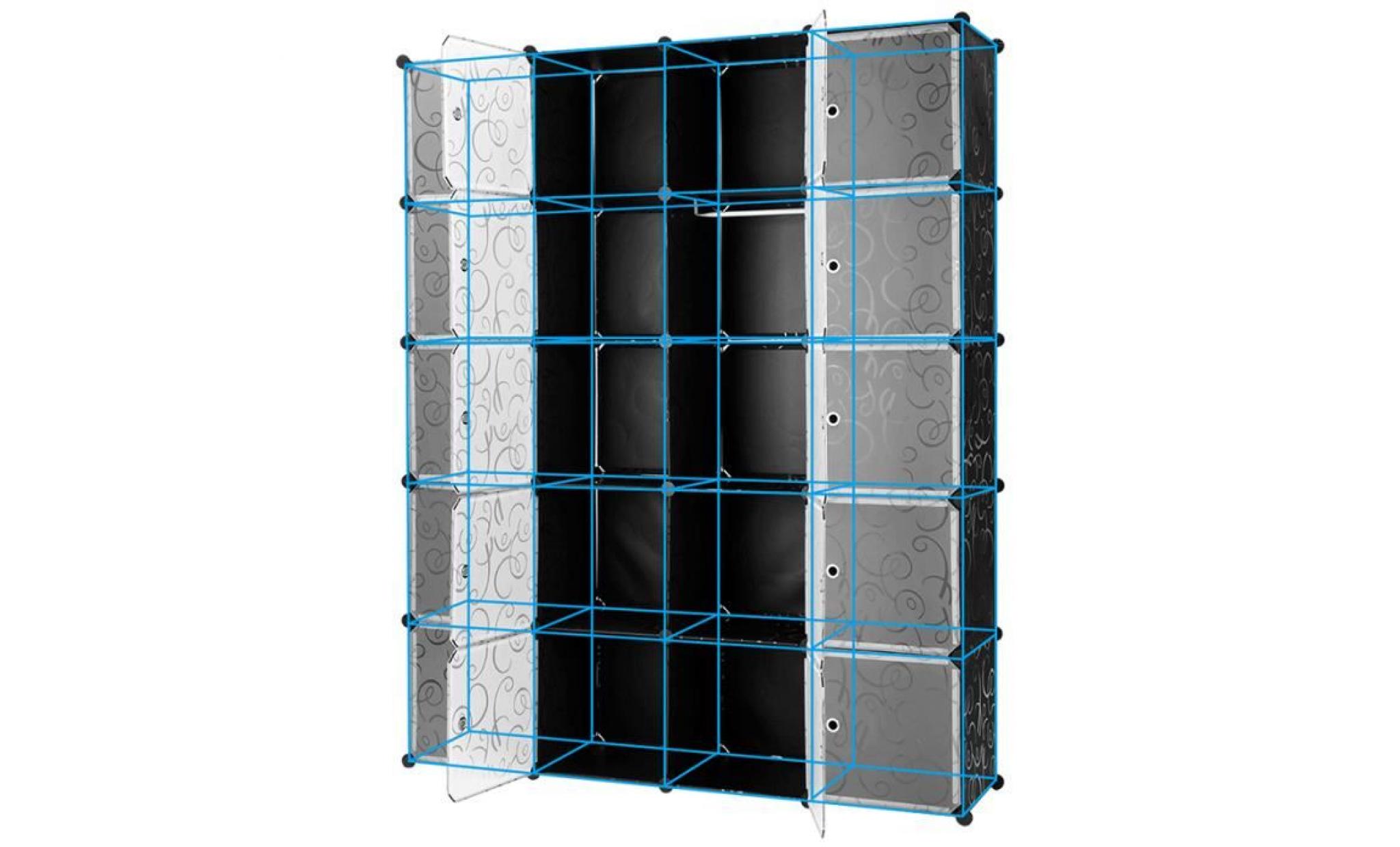 langria 20 cube armoire de chambre avec porte meuble de rangement avec penderie modulable tige à vêtements pour vêtement chaussure pas cher