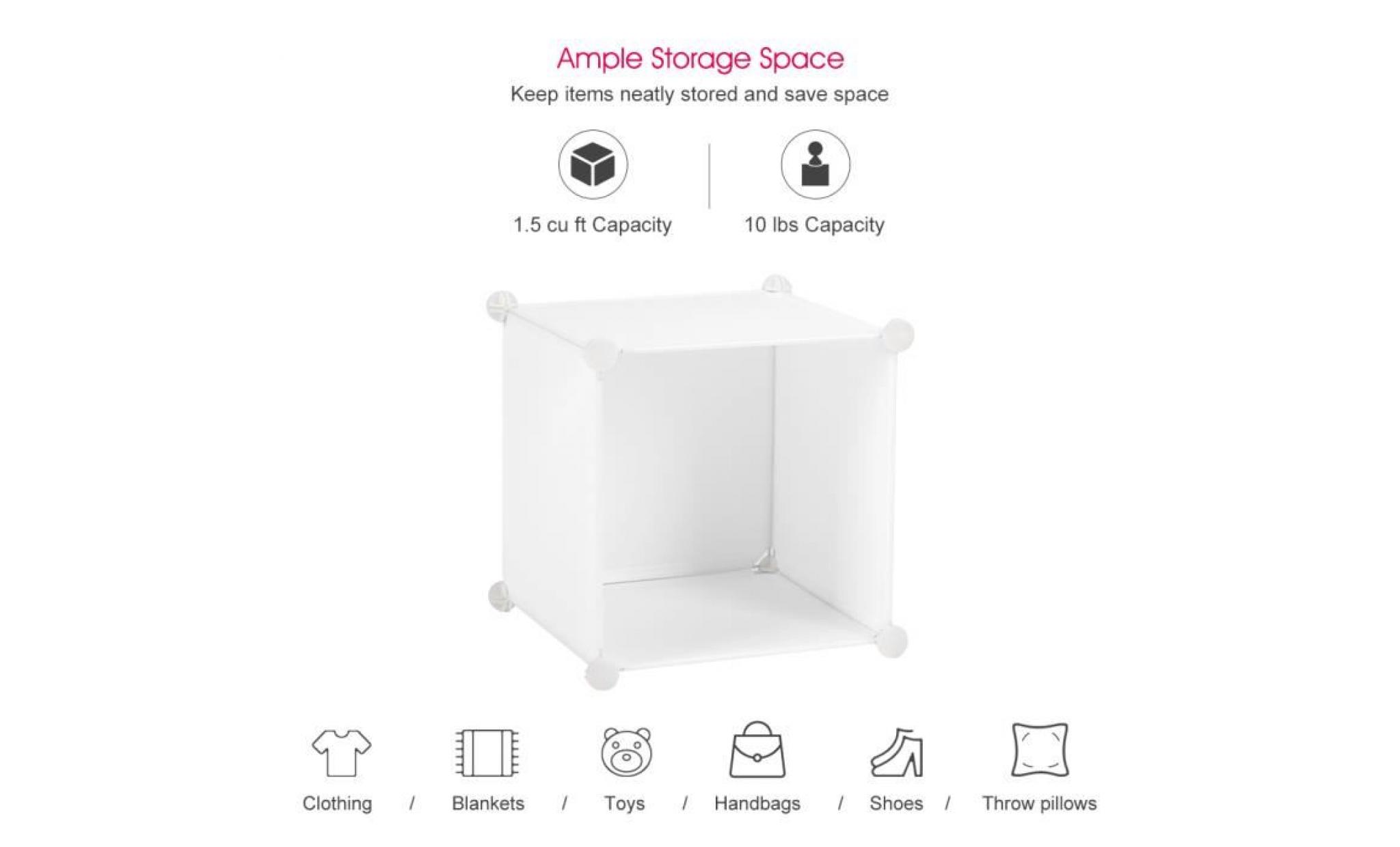 langria 20 cube armoires modulaire Étagères plastique meuble rangement chambre moderne avec portes + simple pendaison blanc pas cher