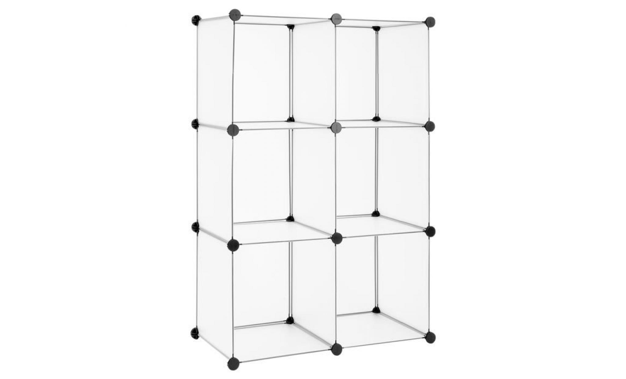 langria 6 cube armoire de chambre Étagère de rangement interverrouillage modulaire meuble rack blanc translucide pas cher