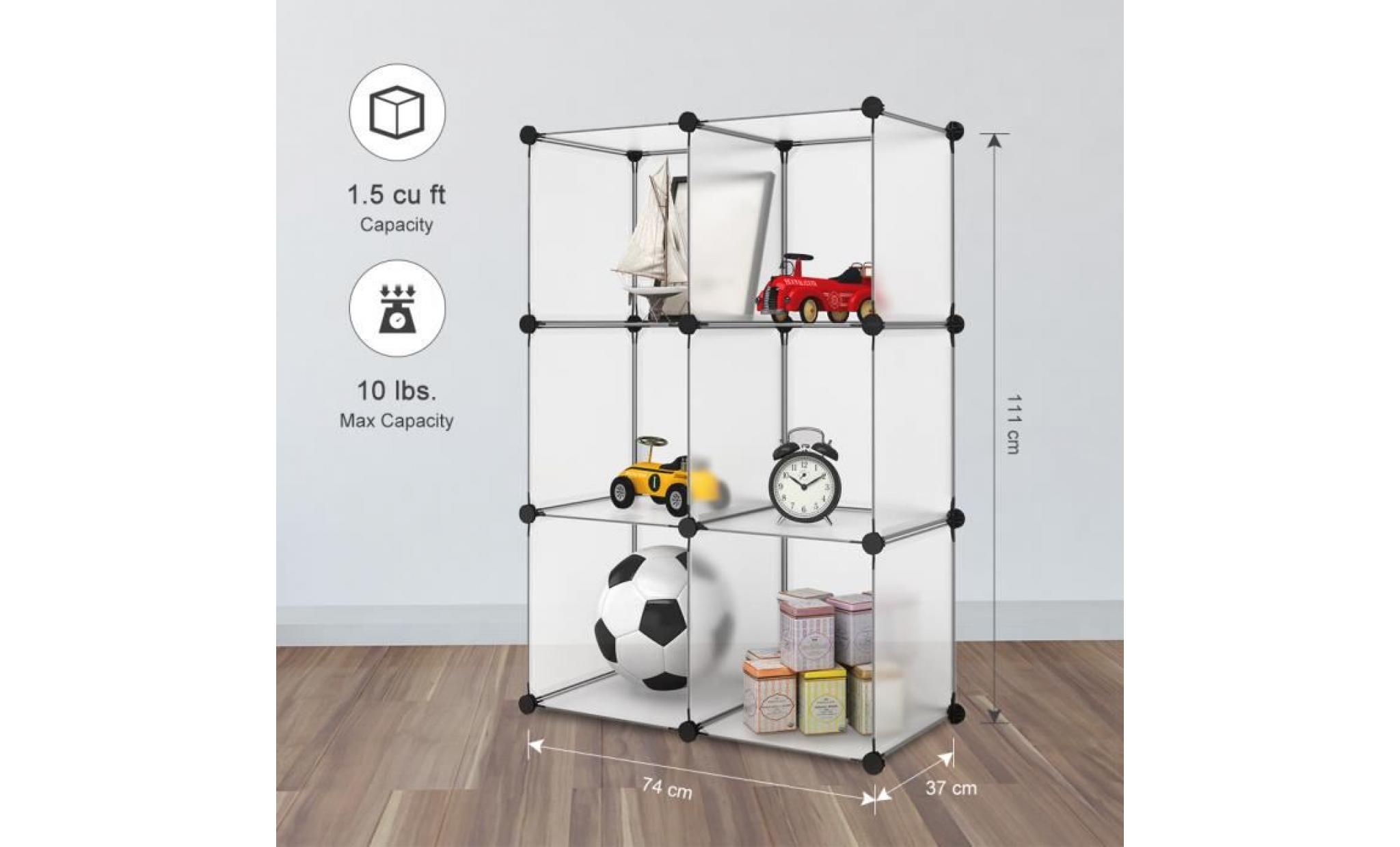 langria 6 cubes armoire   penderie modulable ouverte meuble etagère de rangement diy pour vêtements chaussures jouets accessoires