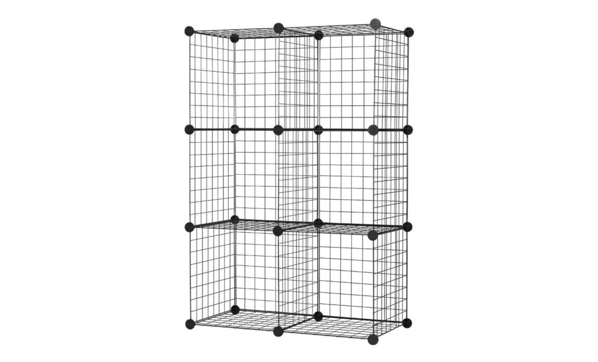 langria 6 cubes armoires grilles métalliques meuble rangement chambre pas cher