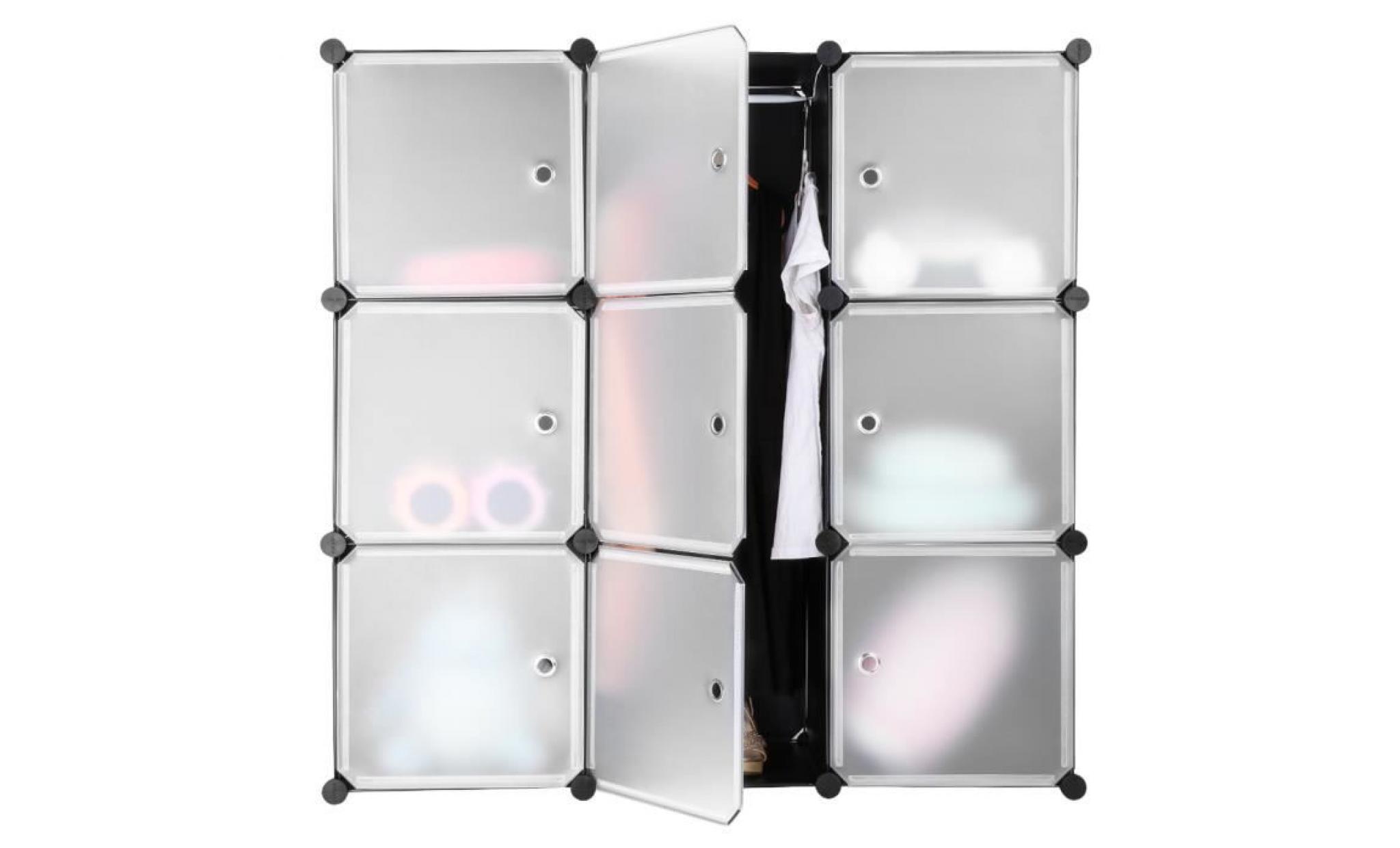 langria 9 cube interlocking modular etagère de stockage avec porte translucide blanc