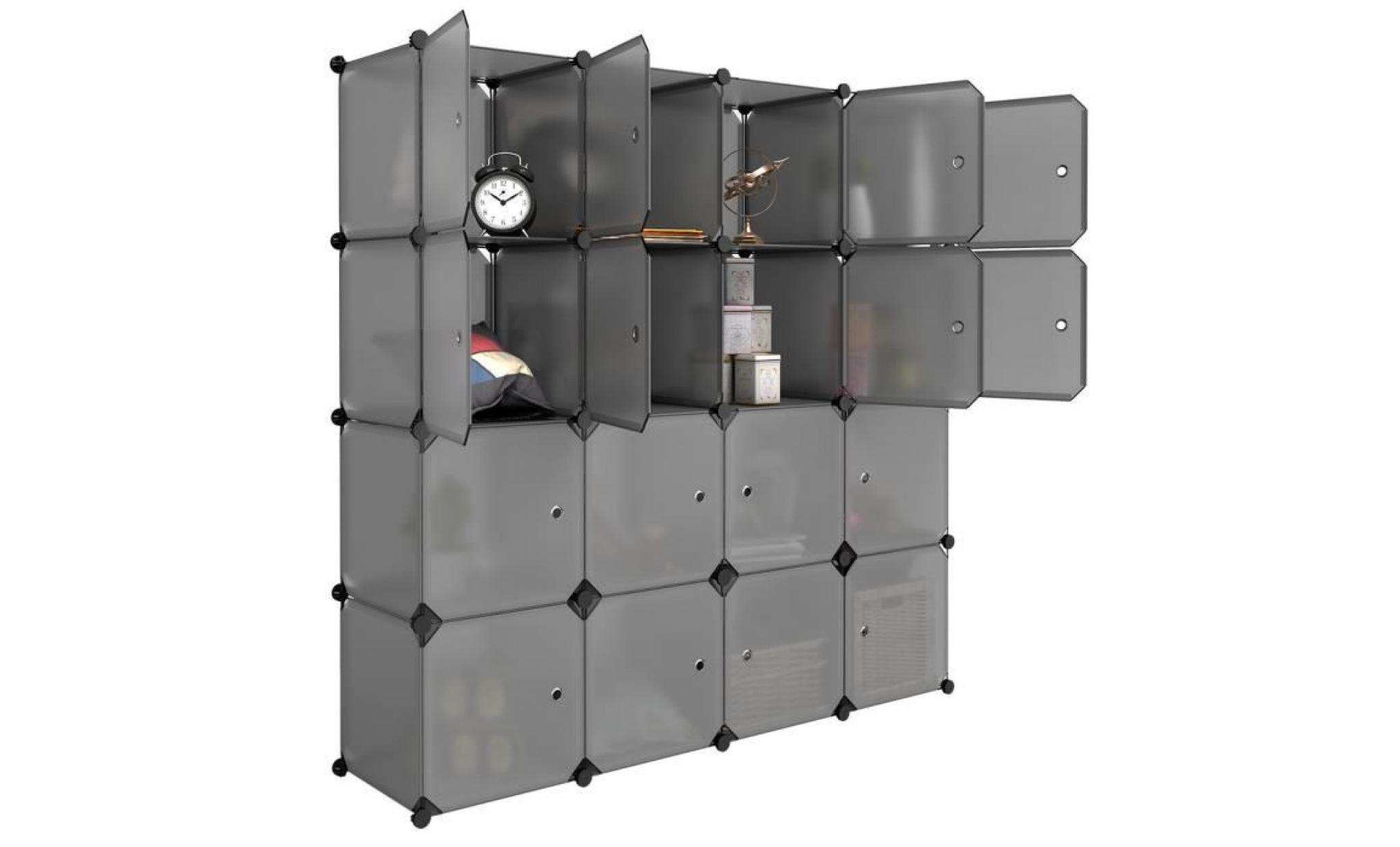 armoire de rangement 16 cubes en plastique avec tige suspendue etagère modulaire diy langria chacun cube 35 x 35 cm pas cher