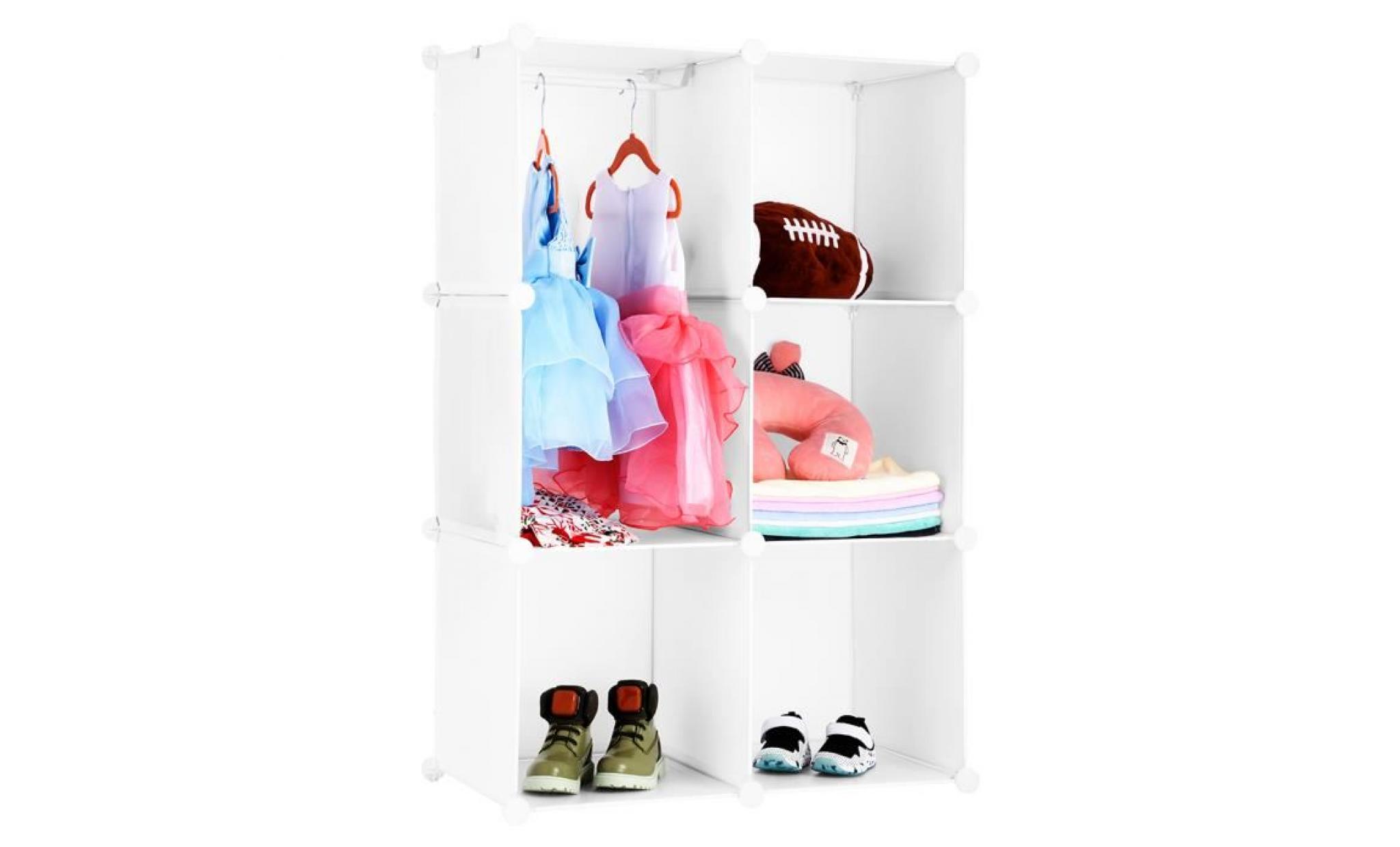 langria armoire penderie modulable 6 cubes meuble rangement vêtements jouets accessoires table de chevet pas cher