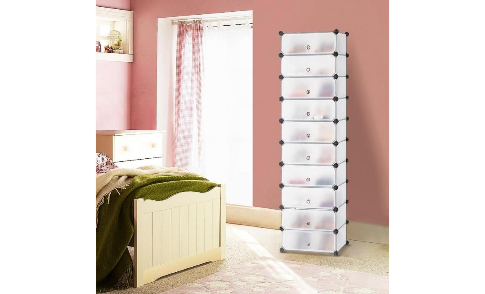 langria  armoires Étagères meuble rangement avec 10 cubes diy, cabinet de stockage modulaire en plastique multiusage blanc