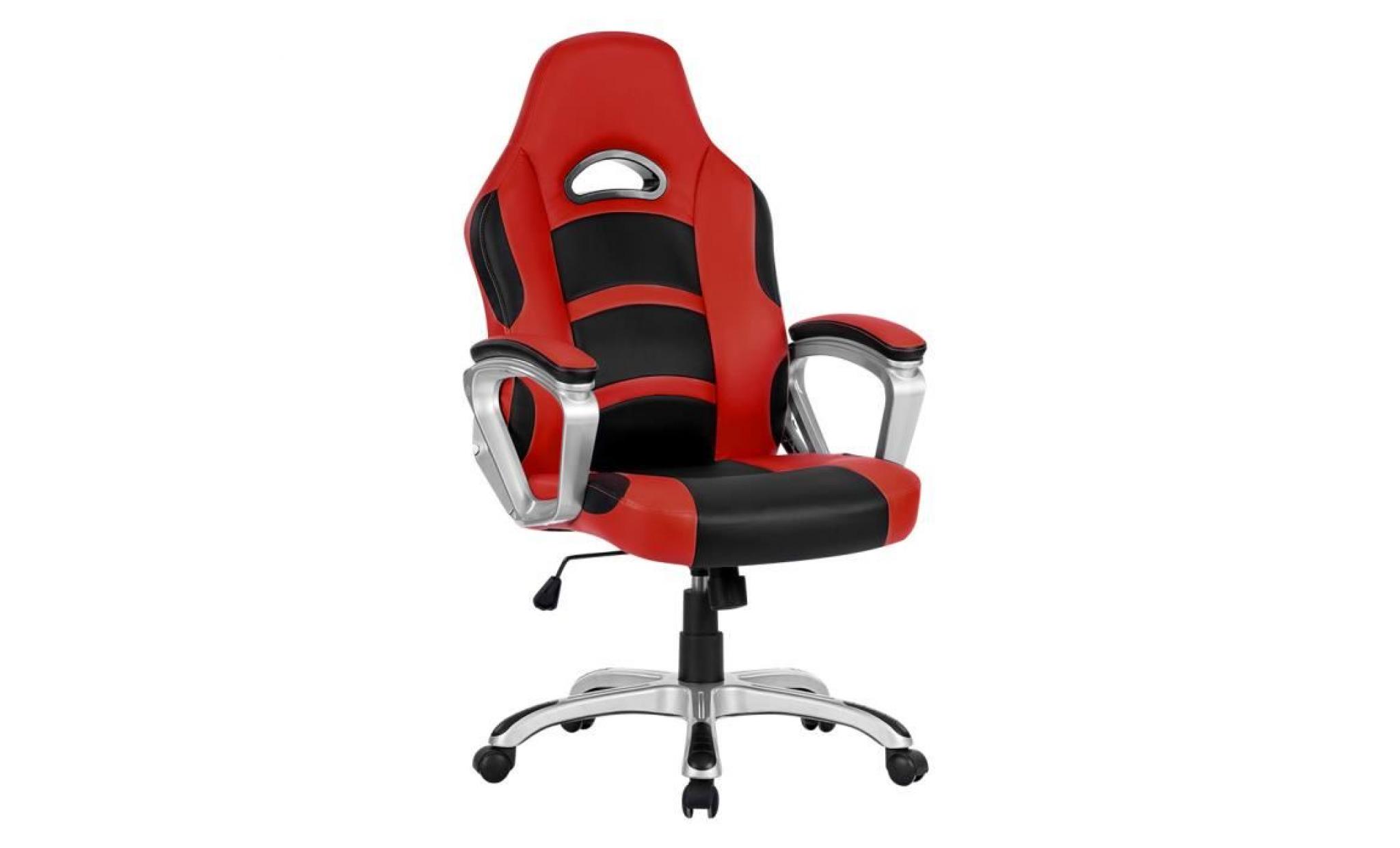 langria chaise de bureau sur roulettes fauteuil de bureau faux en cuir ergonomique rembourré siège dos noir