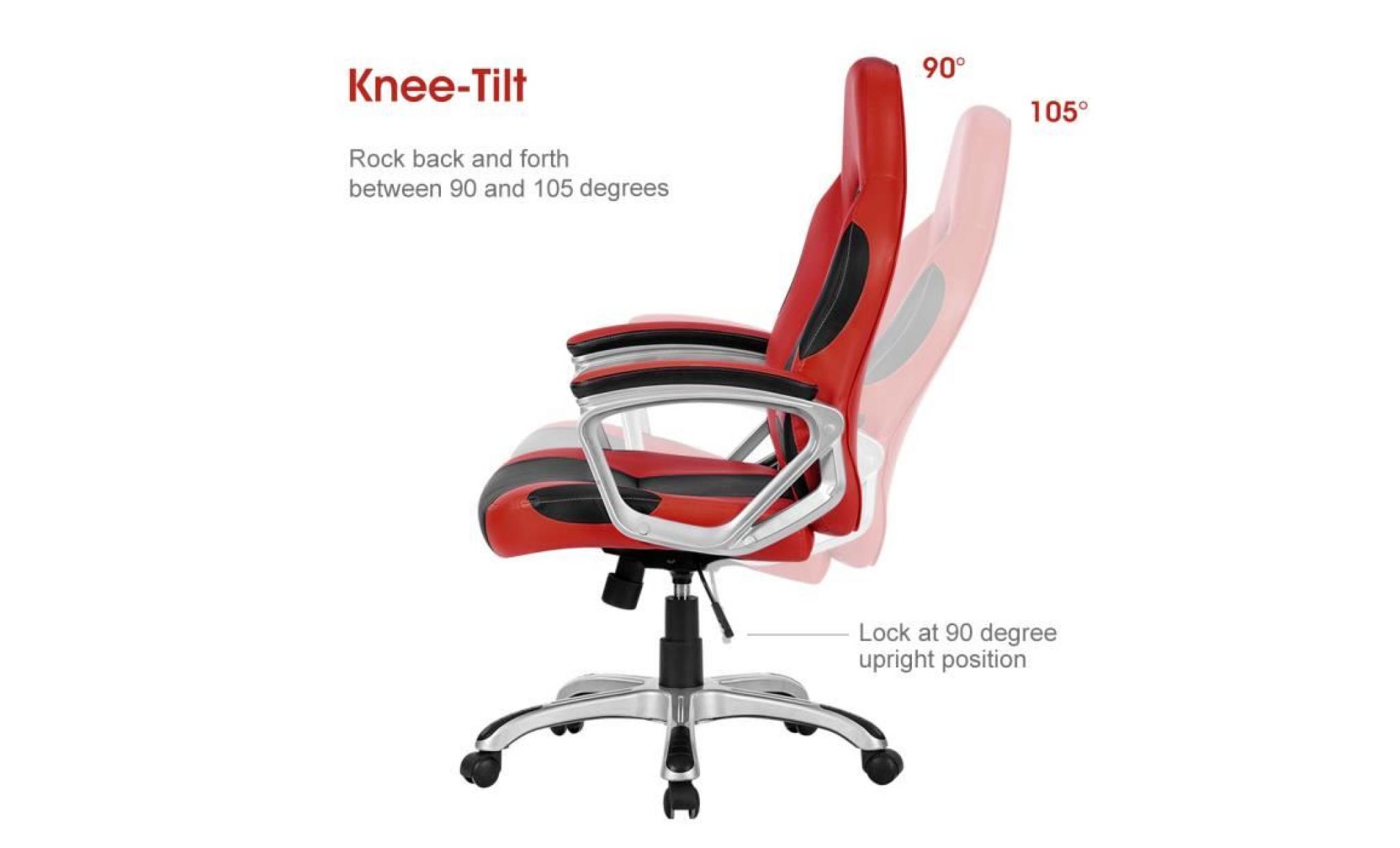 langria chaise de bureau sur roulettes fauteuil de bureau faux en cuir ergonomique rembourré siège dos noir pas cher