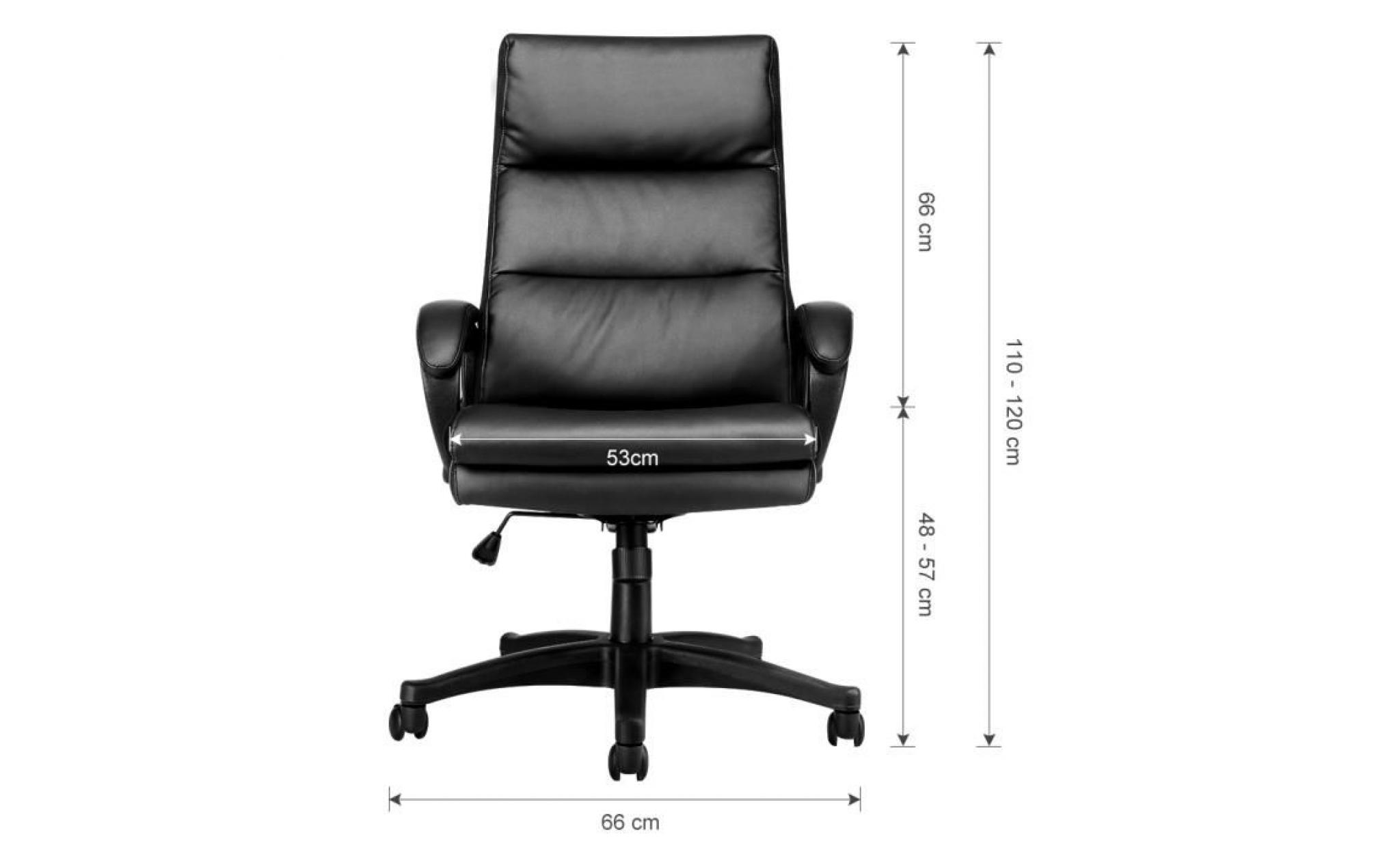 langria fauteuil de bureau chaise de bureau sur roulettes hauteur réglabl en cuir ergonomique rembourré siège dos noir pas cher