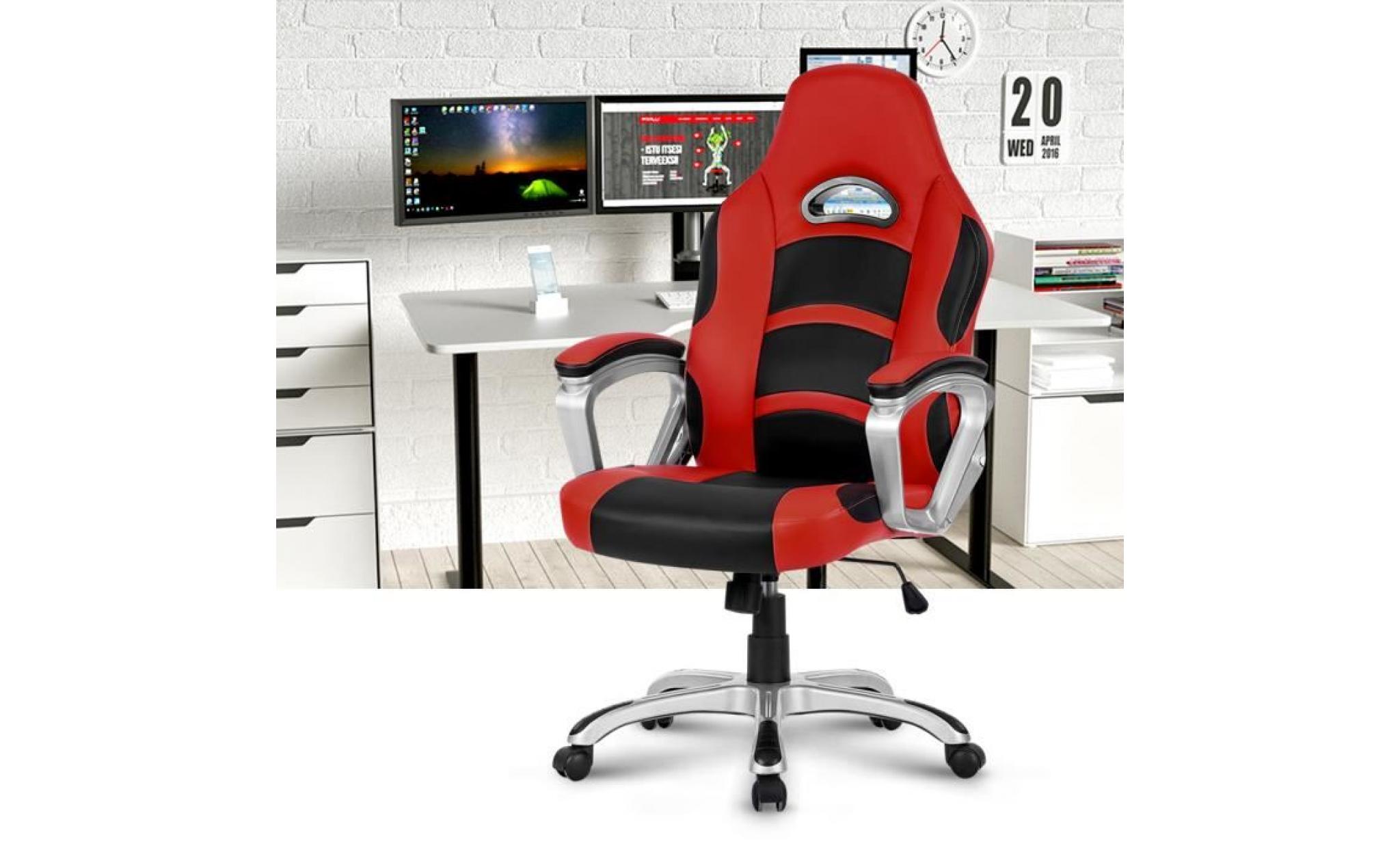 langria ml 7243 fauteuil de bureau ergonomique avec accoudoir rembourré hauteur réglable 360 degrés pivotant chaise de bureau rouge pas cher