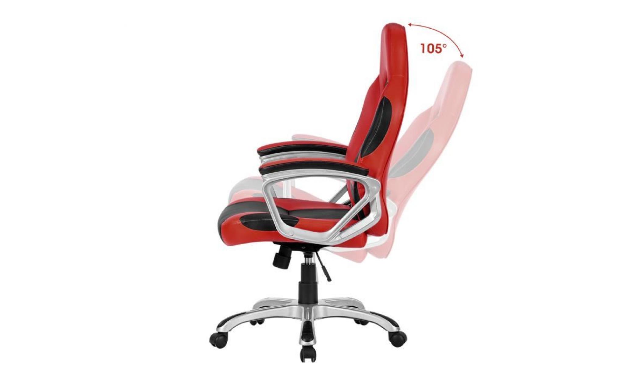 langria ml 7243 fauteuil de bureau ergonomique avec accoudoir rembourré hauteur réglable 360 degrés pivotant chaise de bureau rouge pas cher