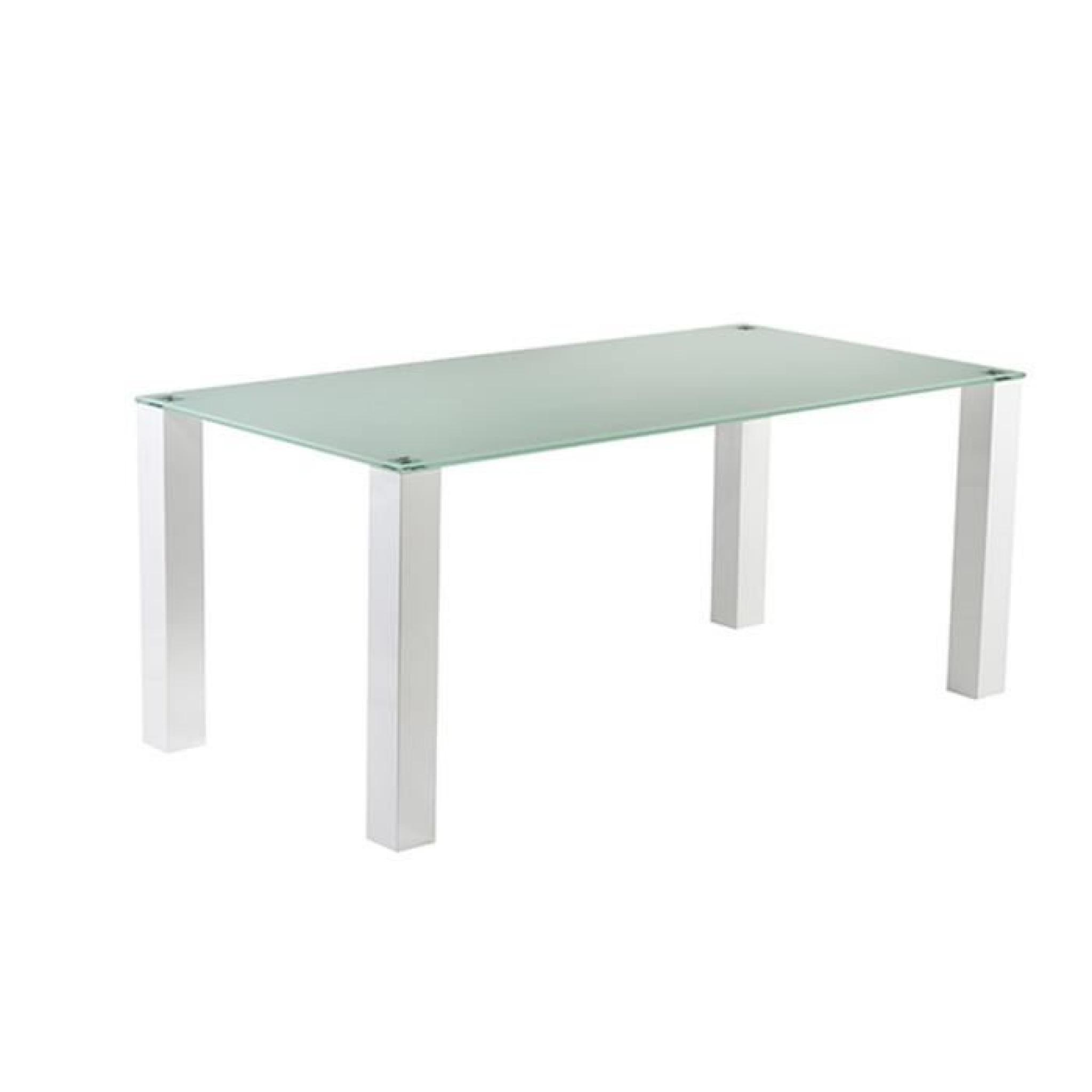 LANYON Table 180cm - Plateau en verre trempé - Blanc
