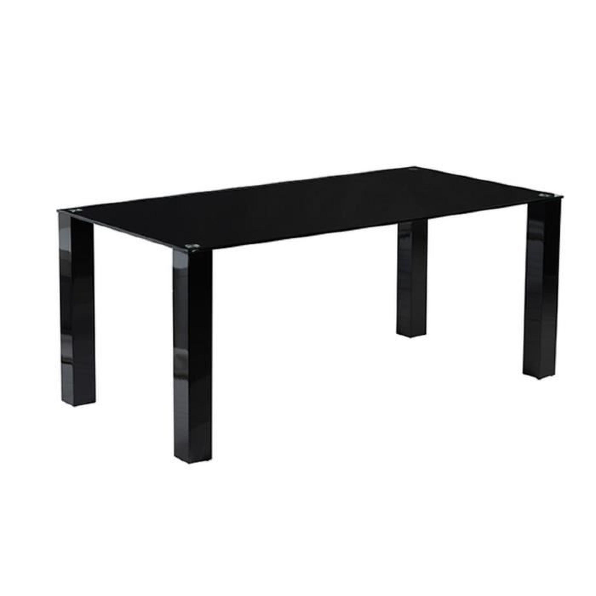 LANYON Table 180cm - Plateau en verre trempé - Noir